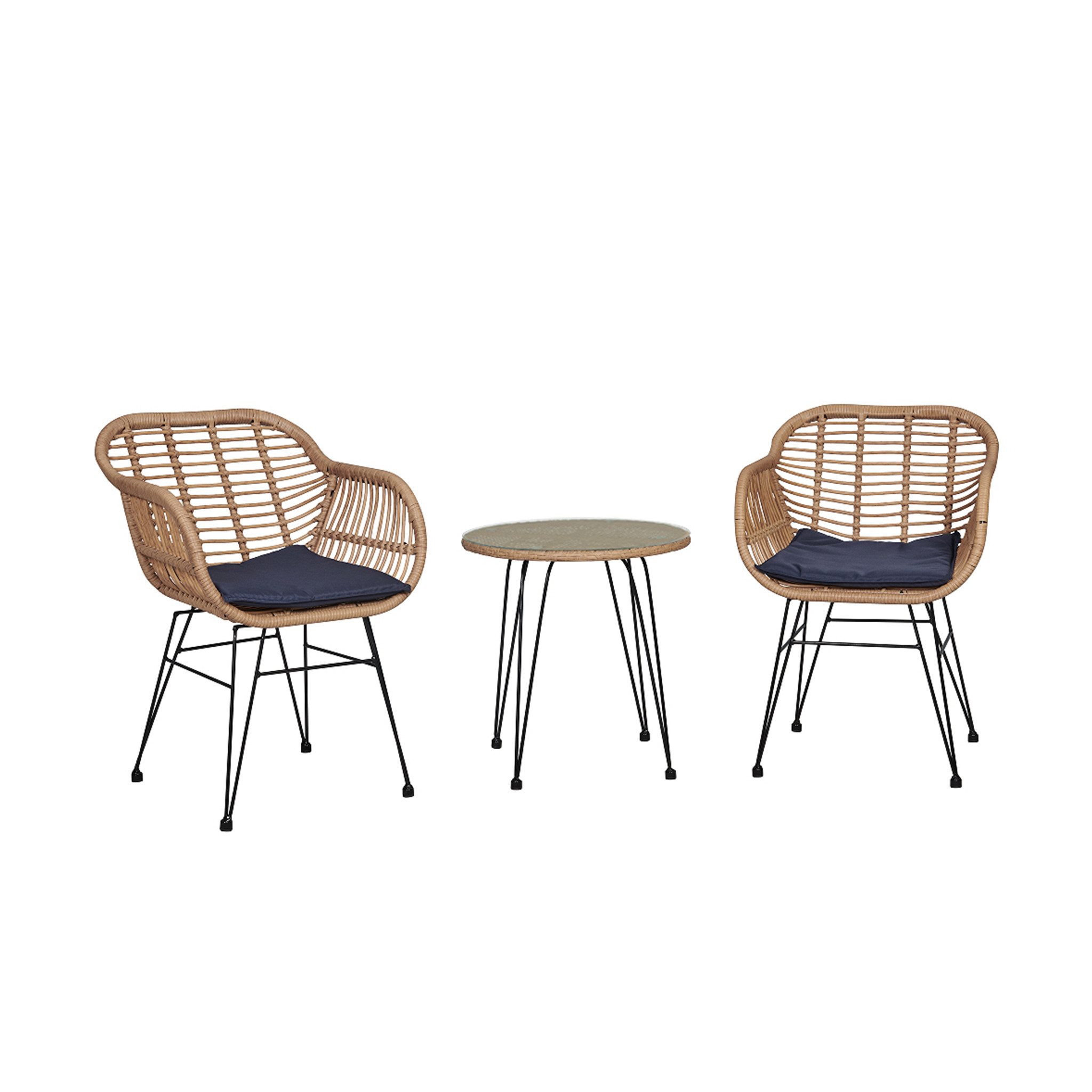 Happy Home Esstisch Balkonset 3tlg. Bistroset Casualset inkl. Auflagen dunkelblau