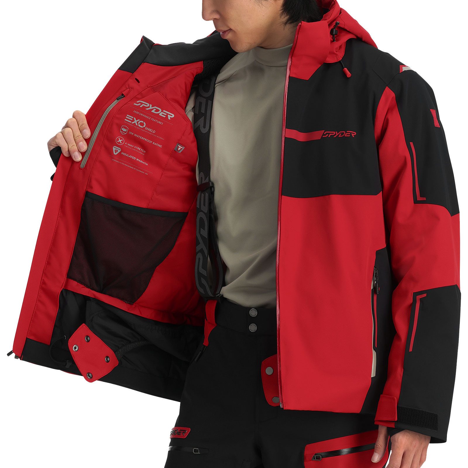 Spyder Skijacke Titan Jacket mit verstell- und abnehmbarem Schneefang
