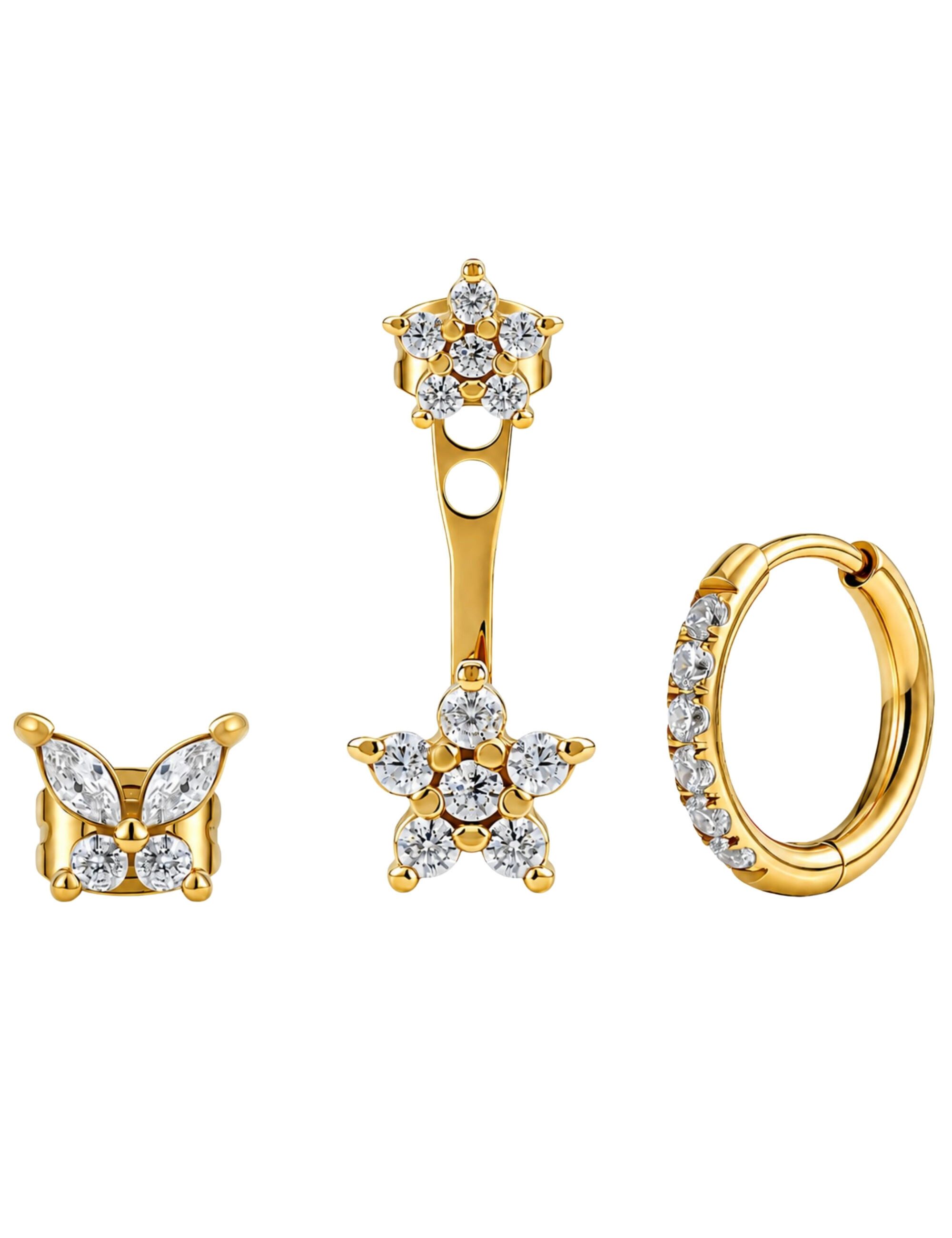 GOOD.designs Paar Ohrstecker, 3er Piercing Set, allergikerfreundlich