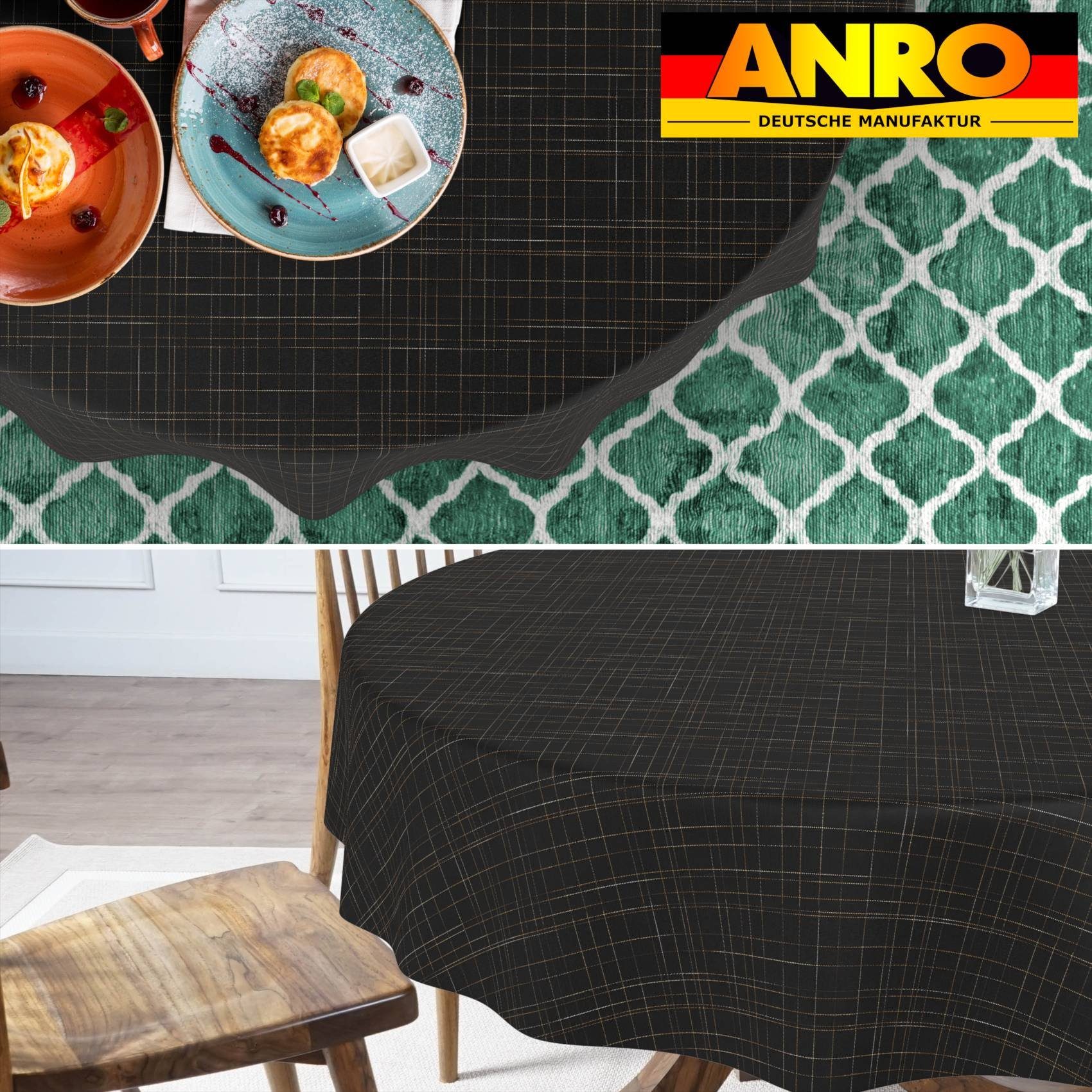 ANRO Tischdecke mit feiner Veredelung und Beschichtung Tischwäsche Stoff-Tischdecke (Einzelstück 1-tlg), Premium TEFLON und 2-Fache Acryl Beschichtung