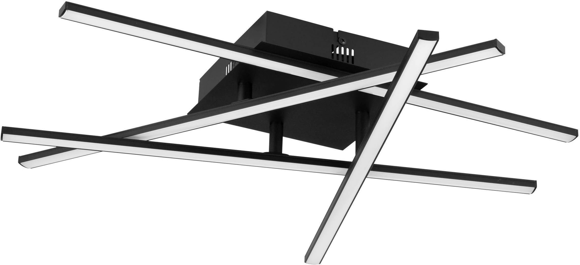 EGLO Deckenleuchte Lasana 3 Deckenlampe, Wohnzimmerlampe, Stahl und Kunststoff, Lampe, LED fest integriert, Warmweiß, Wandlampe, Deckenlampe, Schwarz, Weiß, Wohnzimmerlampe, L 50 cm