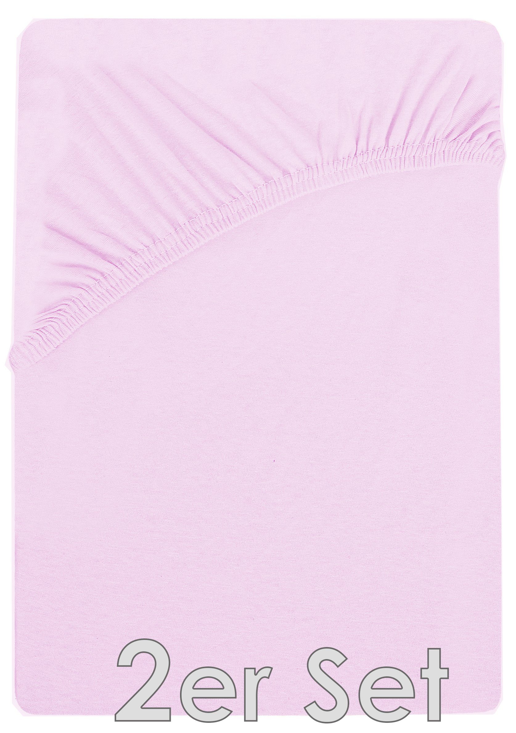 NatureMark Spannbettlaken Jersey Spannbetttuch, 100% Baumwolle, Gummizug: rundum, (2 Stück), Kinder Spannbetttuch, für Baby-/Kinderbett, 70x140 cm, Rosa