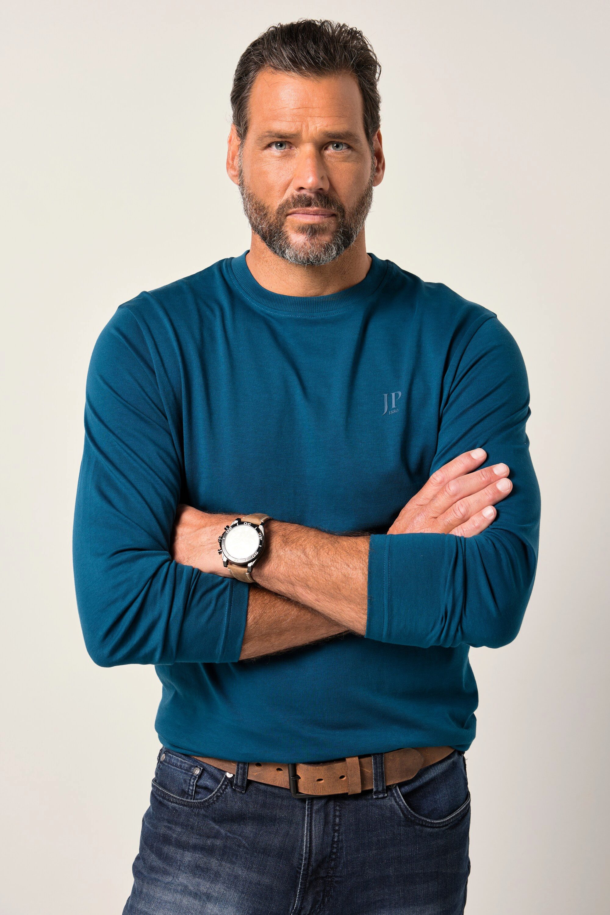 JP1880 T-Shirt bis 8XL Langarmshirt Sweatshirt mit Logo-Stickerei günstig online kaufen