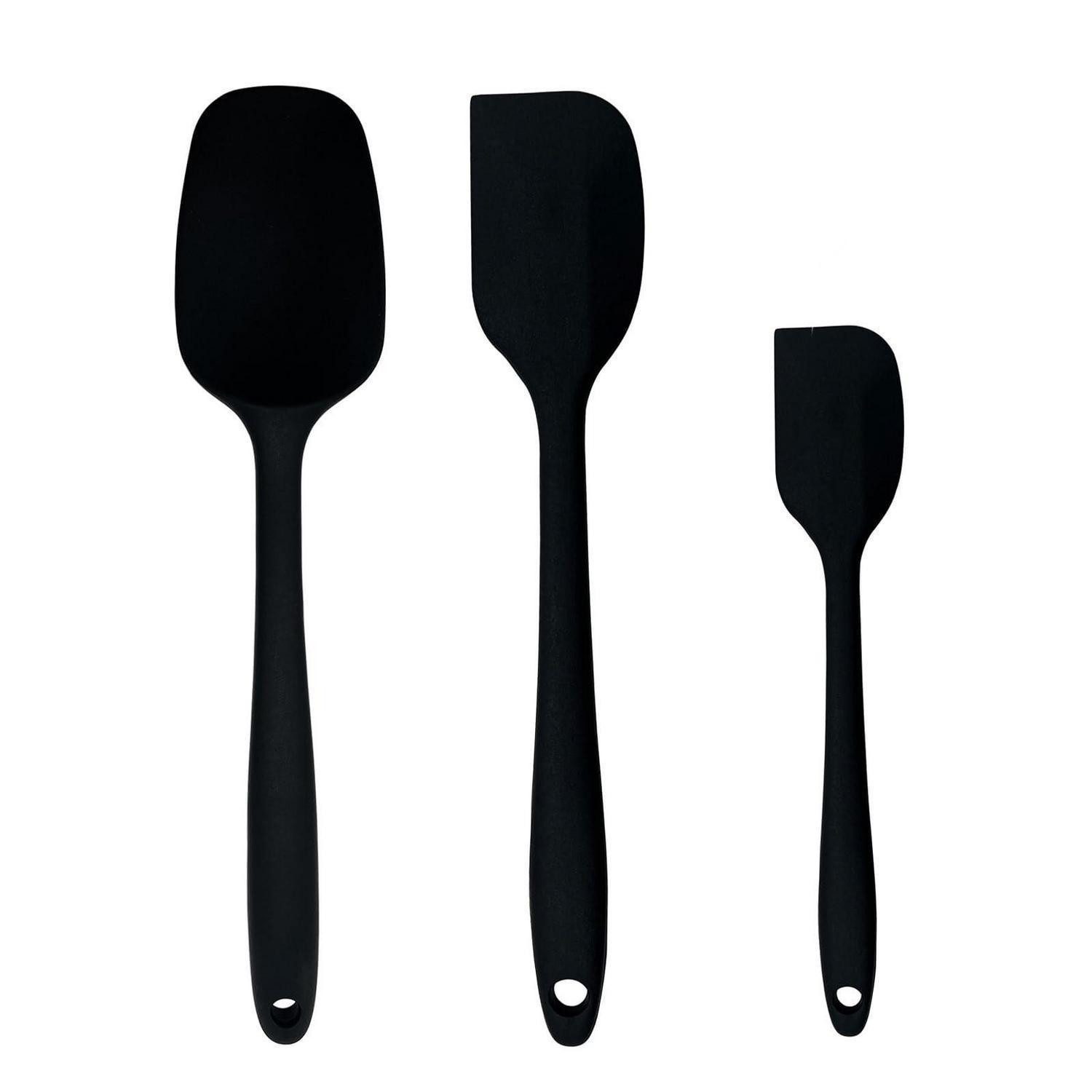 LuxusKollektion Küchenspachtel Silikon Spatel Set Schwarz 3tlg
