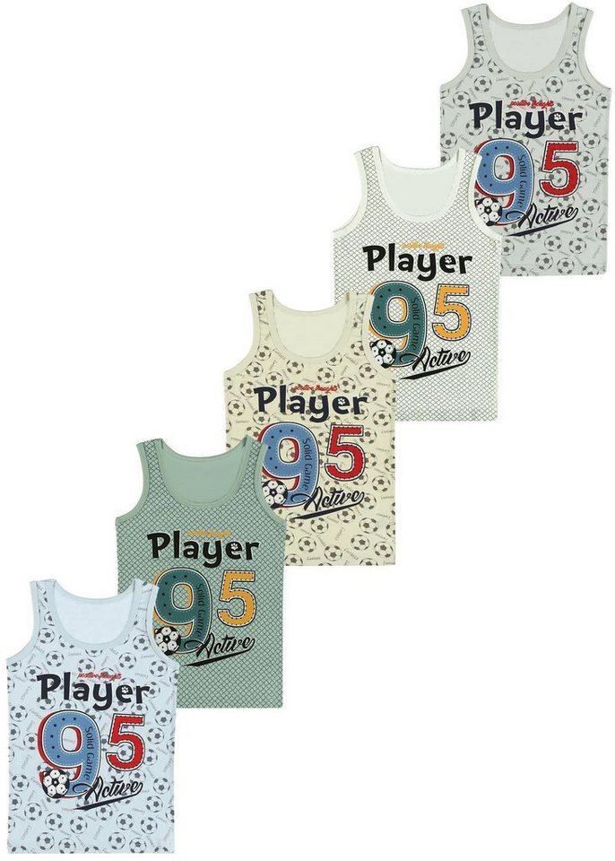 LOREZA Unterhemd 5er Set Jungen Unterhemden - Player - Bunt (Spar-Packung, 5-St., 5er Pack)
