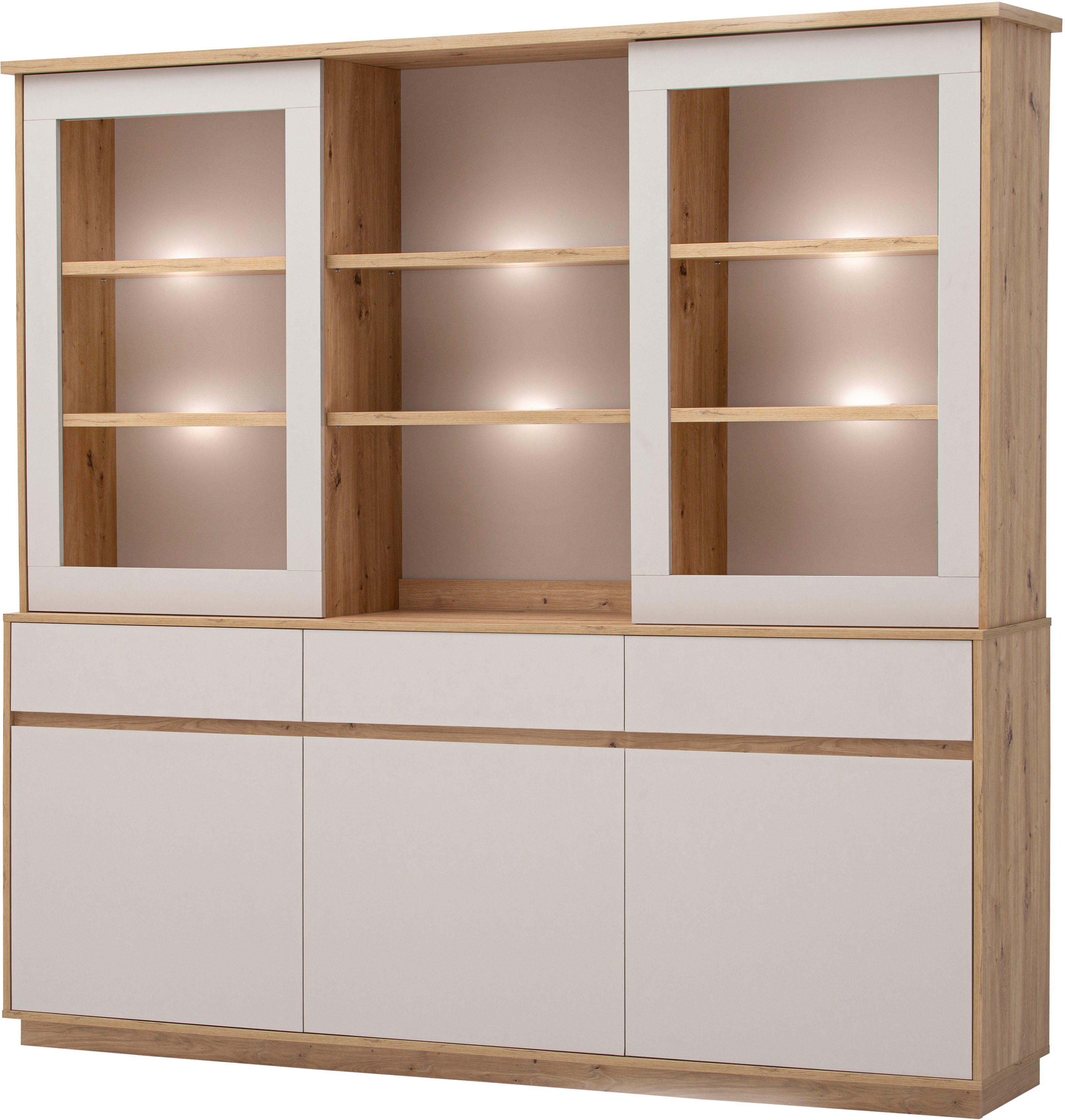 Home affaire Buffet Sonora, moderner Hochschrank, Buffetschrank in Kaschmir, Regal filigrane Rahmenoptik, ausreichend Stauraum, vielseitig einsetzbar