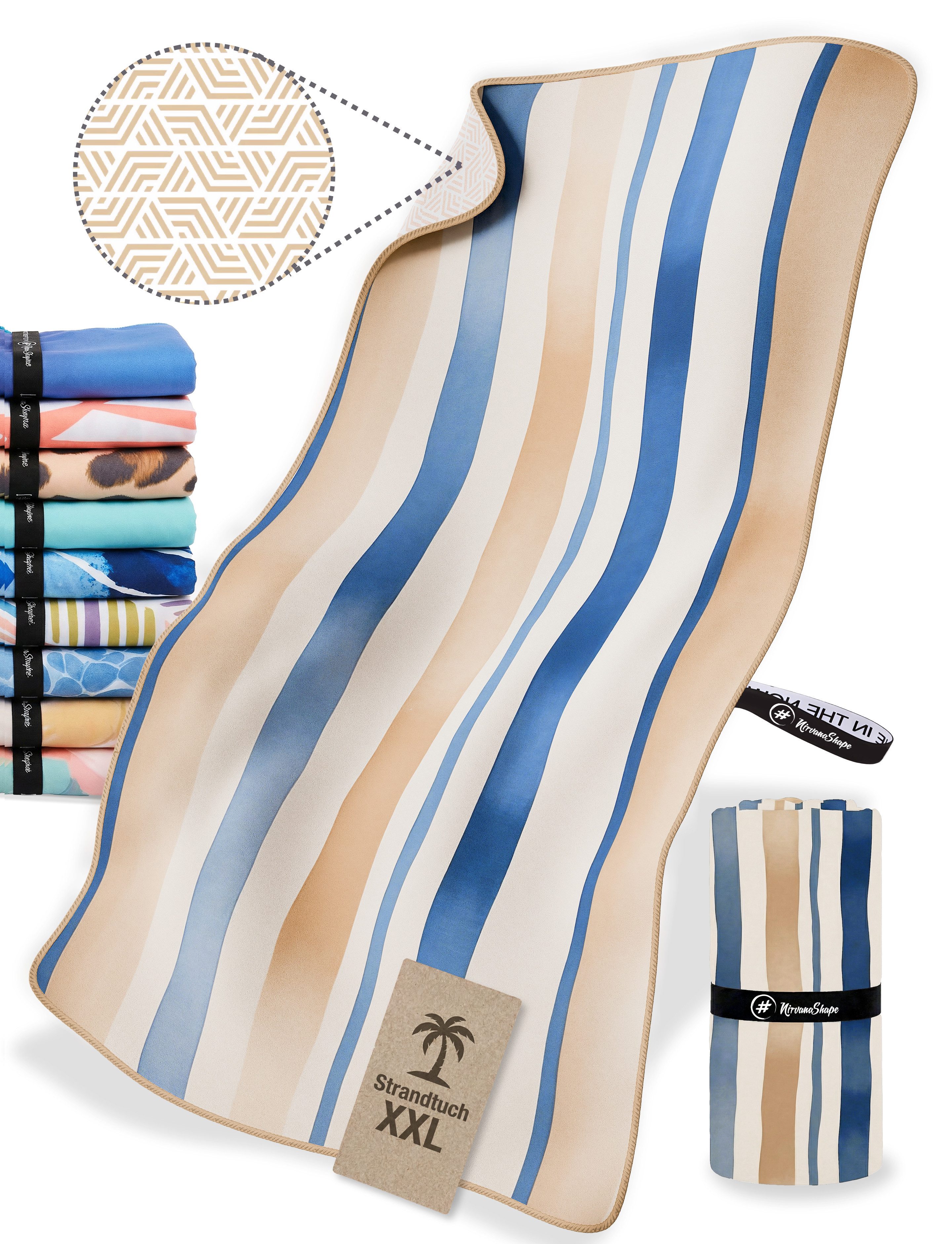 NirvanaShape Strandtuch Reise Handtuch Strandtuch XXL - Strandhandtuch, Mikrofaser Badetuch