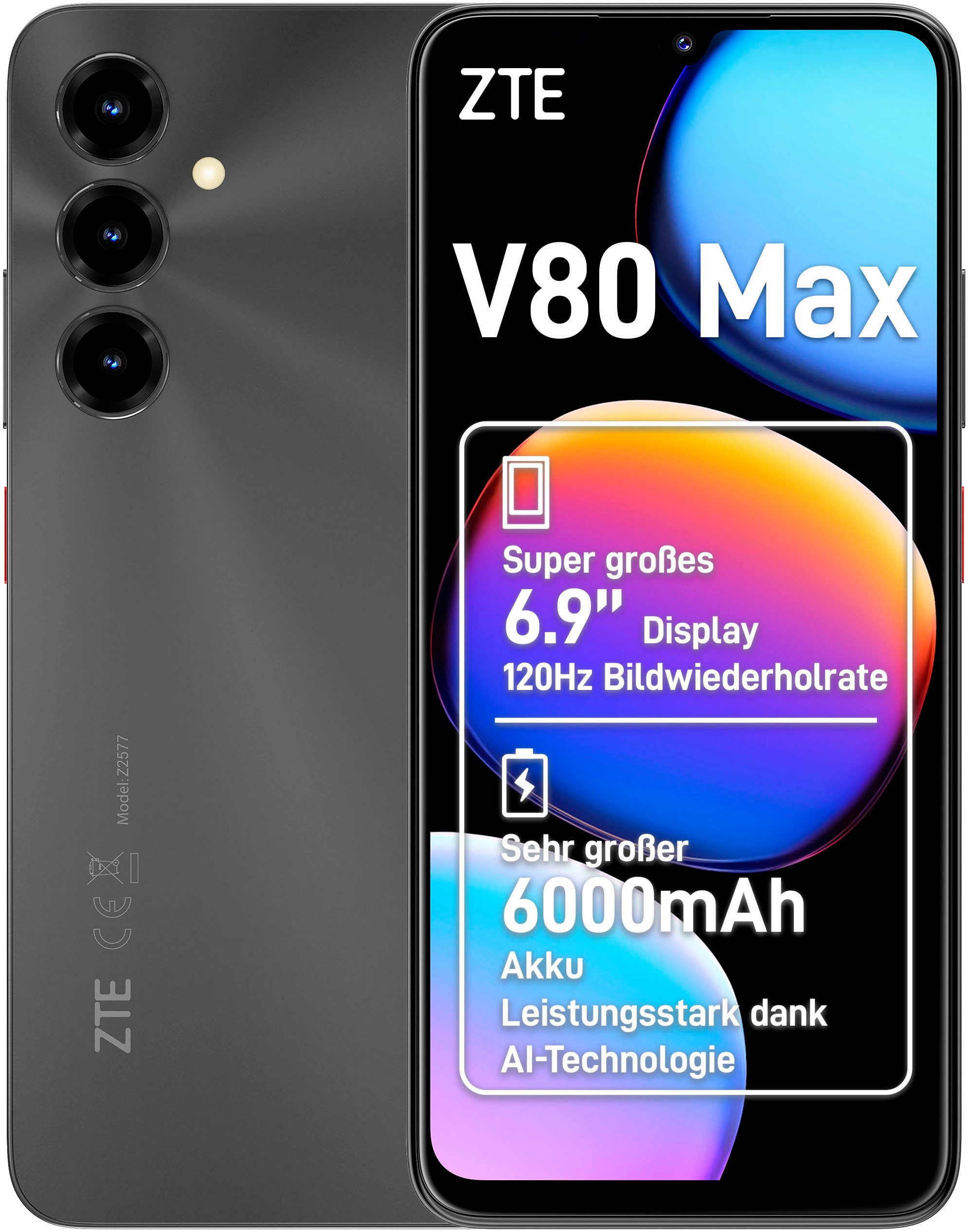 ZTE V80 Max Smartphone (17,52 cm/6,9 Zoll, 128 GB Speicherplatz, 50 MP Kamera)