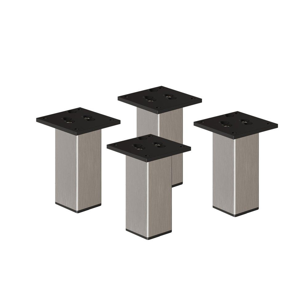 sossai® Möbelfuß Aluminium Möbelfüße in Edelstahl Optik, (4-St)
