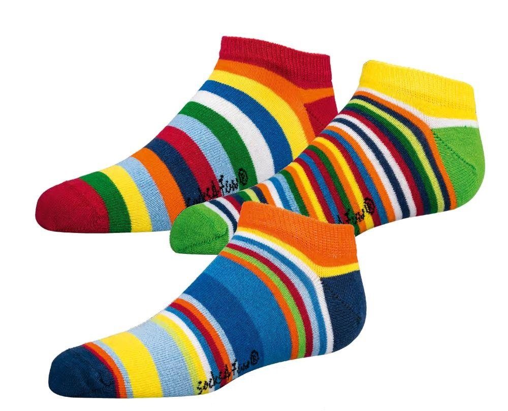 FussFreunde ABS-Socken 3 Paar kurze Kinder Stoppersocken, Sneakersocken Gute Laune Ringel (Set, 3 Paar) mit ABS-Druck und Polstersohle