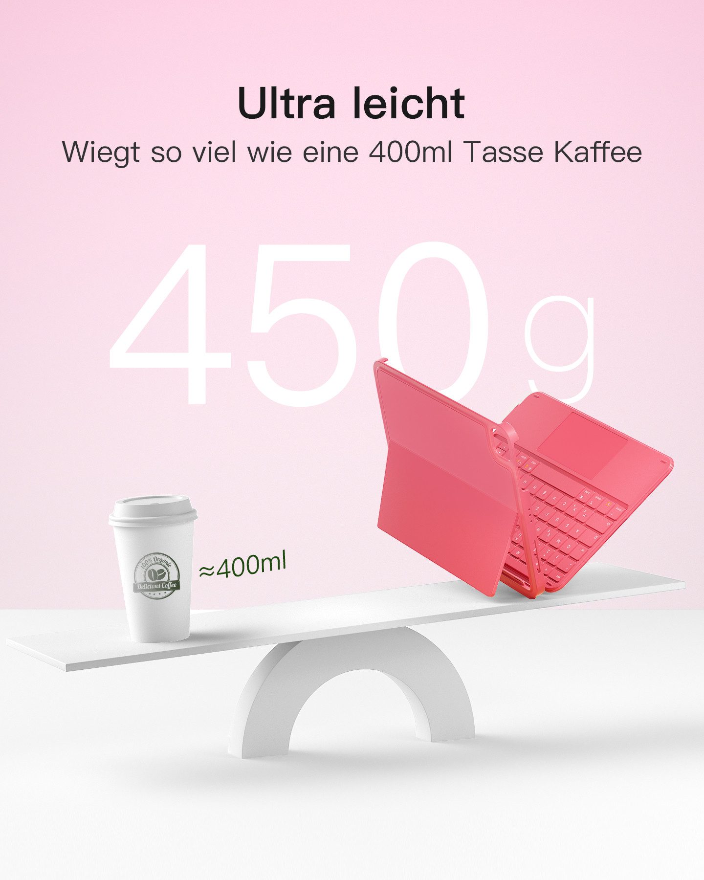 Inateck für iPad 11 Gen A16, 11 Zoll iPad Air M4 M3, iPad 10, iPad Pro 4/3/2/1 iPad-Tastatur (Ultraleichte, Abnehmbare Tastatur mit Touchpad, Tragbar)