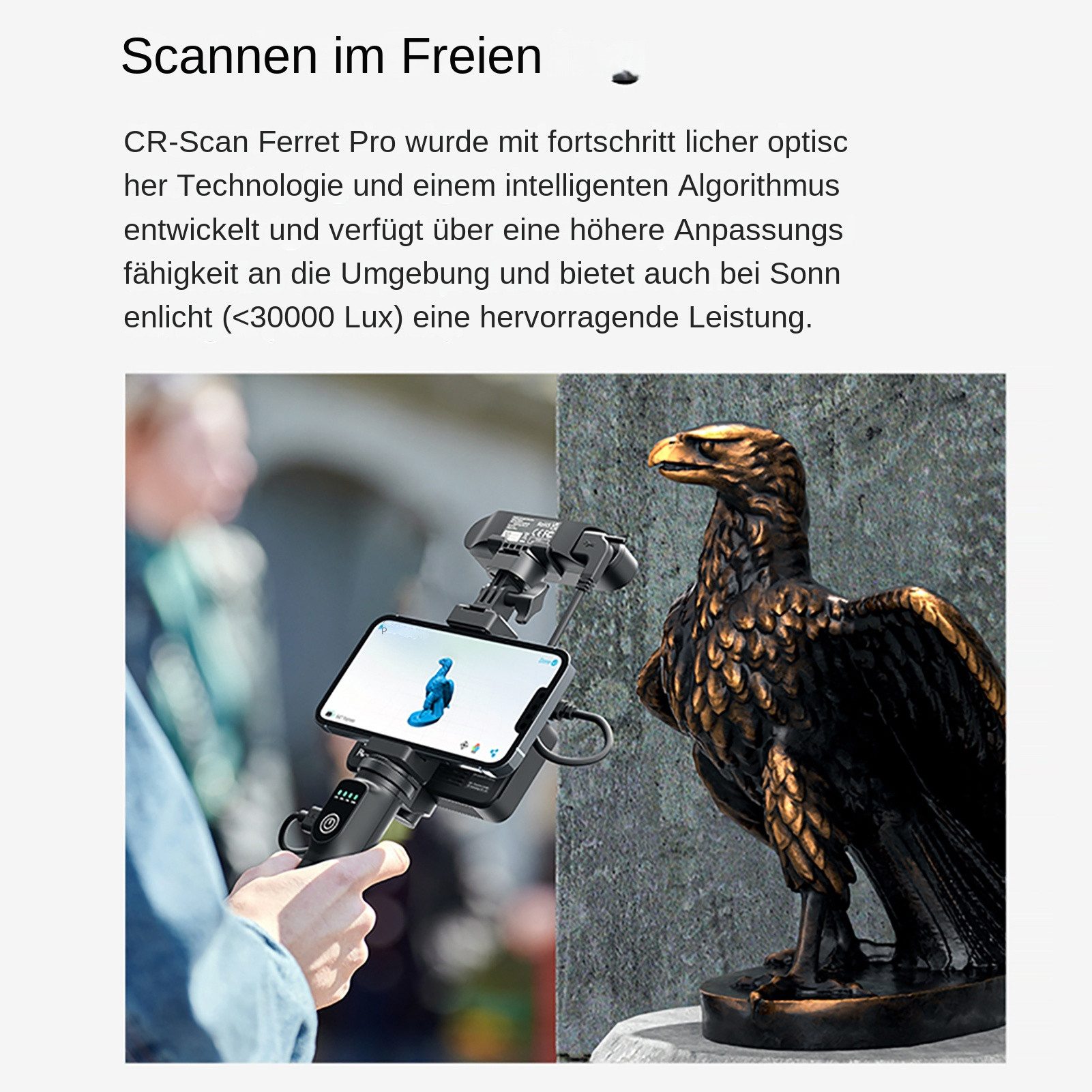 GARRYFIZH CR-Scan Ferret Pro 3D-Scanner, Handheld, 30 fps Scangeschwindigkeit 3D-Scanner, (Bildstabilisierung und -verfolgung, 24-Bit-Vollfarbscan)