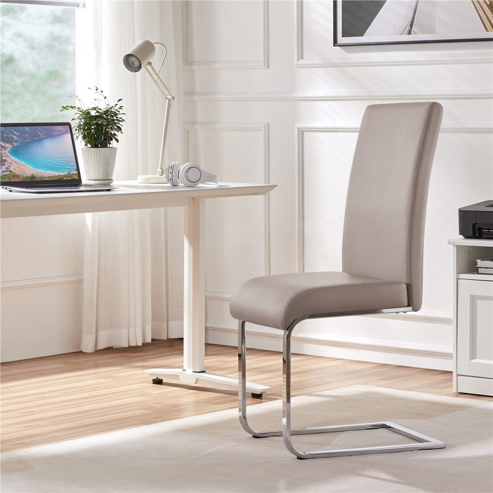 Yaheetech Esszimmerstuhl 2/4/6-er Küchenstuhl (2 St), Schwinger Polsterstuhl mit Ergonomischer Rückenlehne & Metallbeine