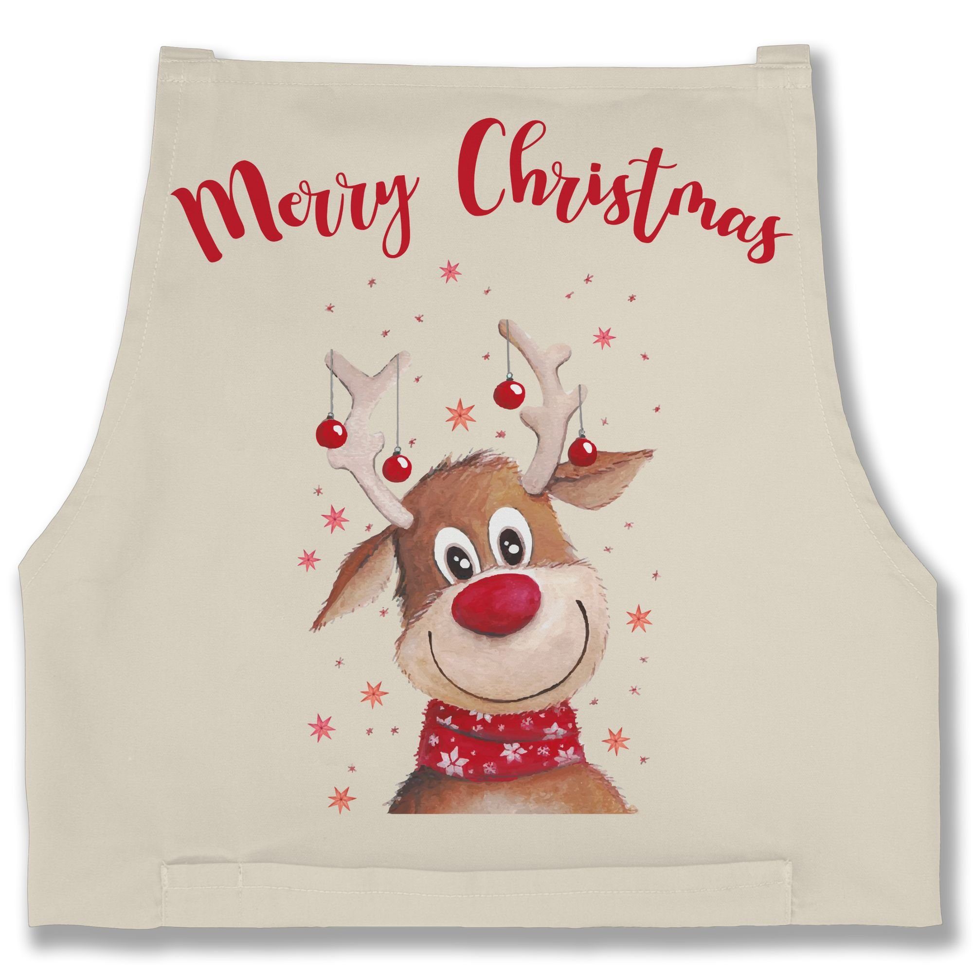 Shirtracer Kochschürze Merry Christmas Rentier I Elch, (1-tlg), Weihnachtsschürze Erwachsene