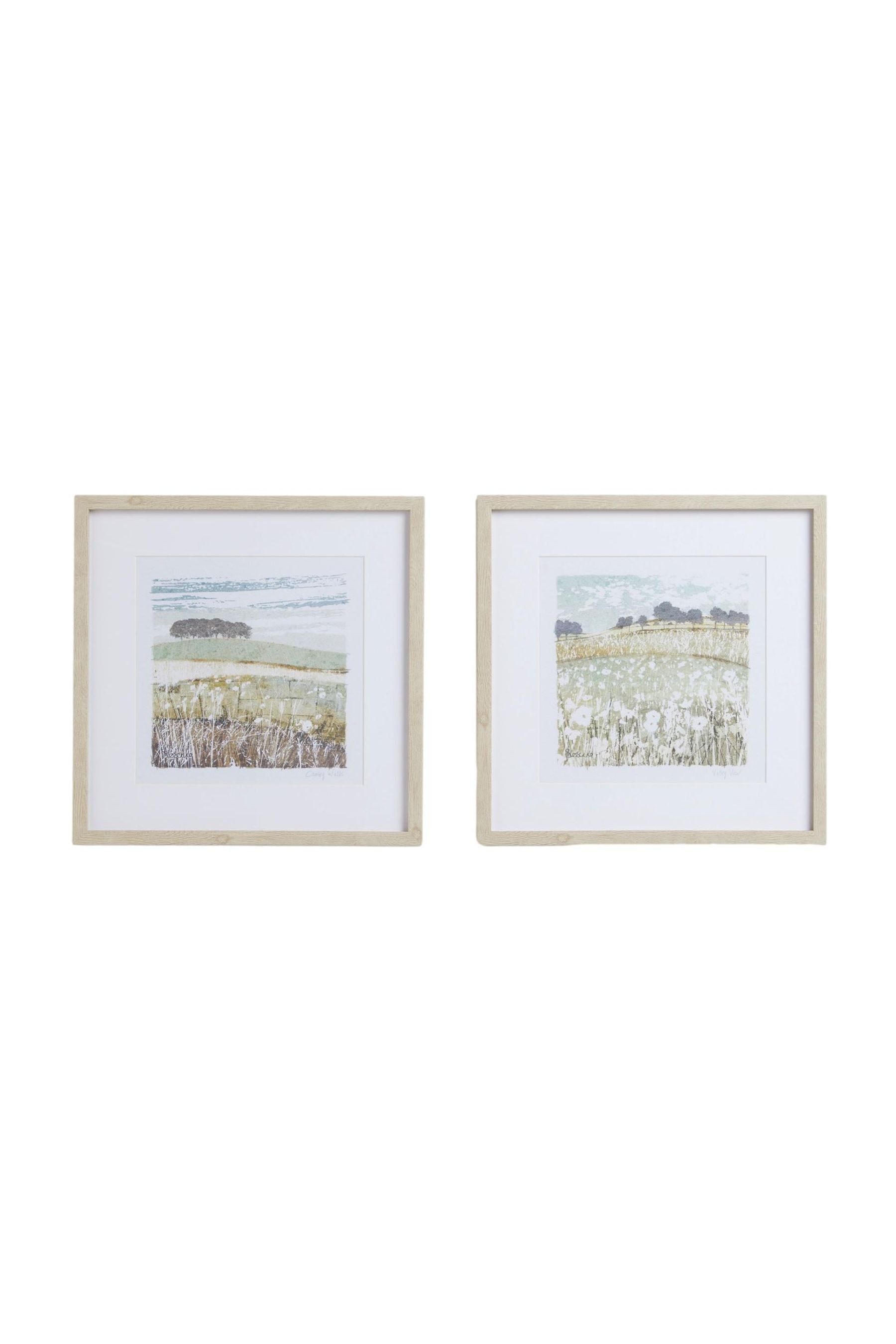 Wanddekoobjekt 2er-Set gerahmte Landchaft-Prints Wandkunst