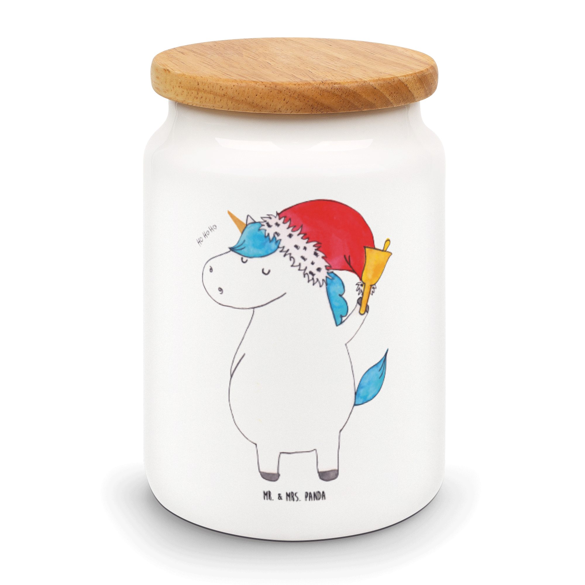 Mr. & Mrs. Panda Vorratsdose Keramik, Weihnachtsmann Pegasus, (1-tlg) Geschenk, - Unicorn, - Weiß Vorratsbe, Einhorn