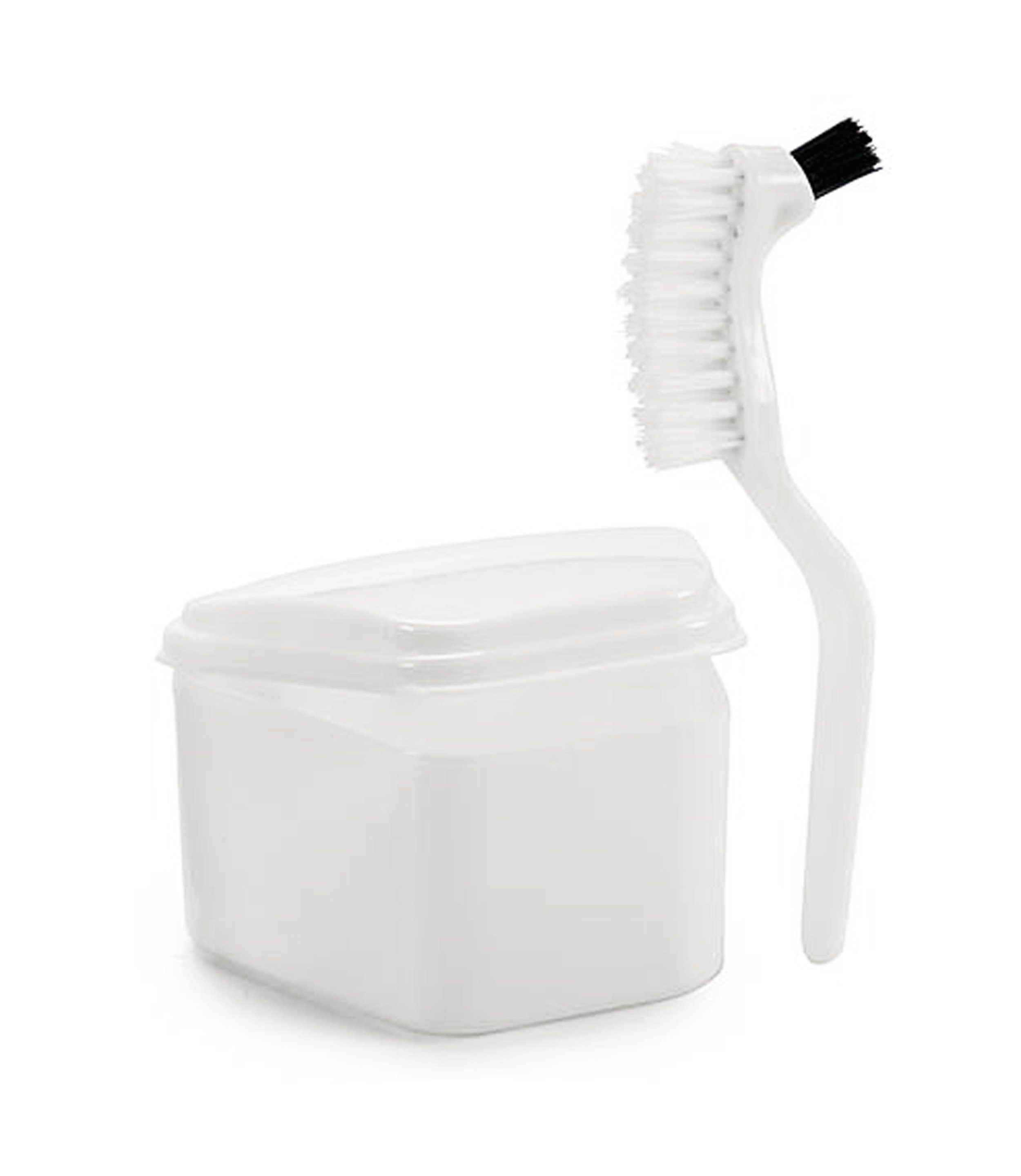 Arte Regal Zahnputzbecher PROTHESENDOSE + Prothesenbürste Spangendose Gebissdose 89, Zahnspangendose Bürste