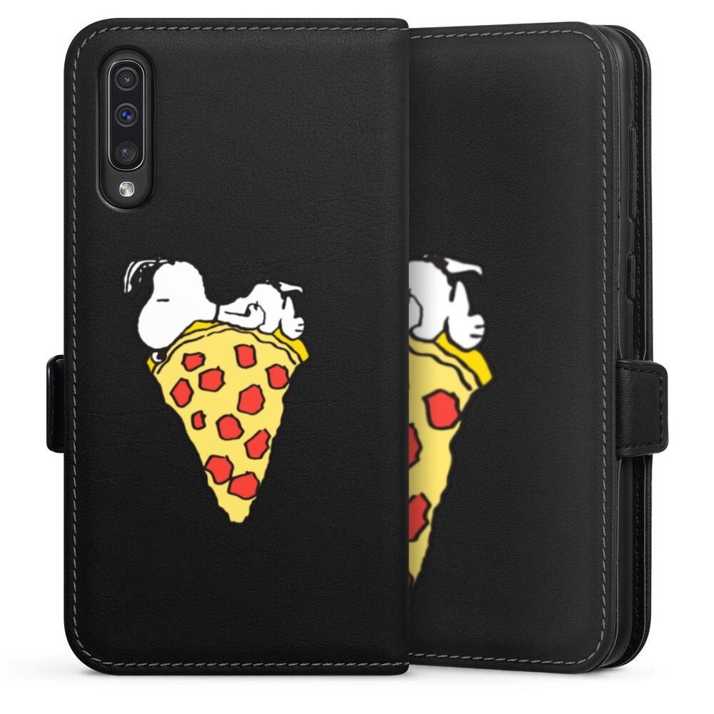 DeinDesign Handyhülle Peanuts Pizza Snoopy Snoopy Pizza Transparent, Samsung Galaxy A30s Hülle Handy Flip Case Wallet Cover