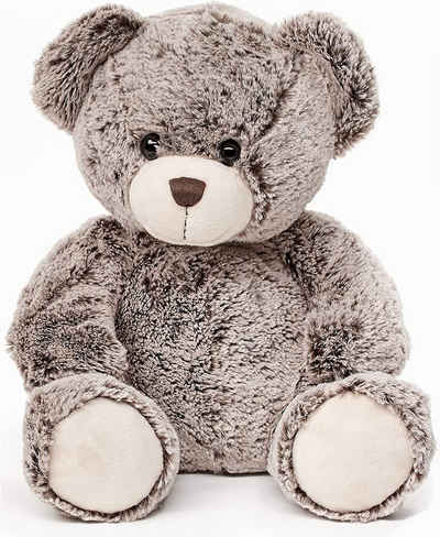 Uni-Toys Kuscheltier Teddybär - superweich - hellbraun / dunkelbraun - 24 cm - Plüsch-Teddy, zu 100 % recyceltes Füllmaterial