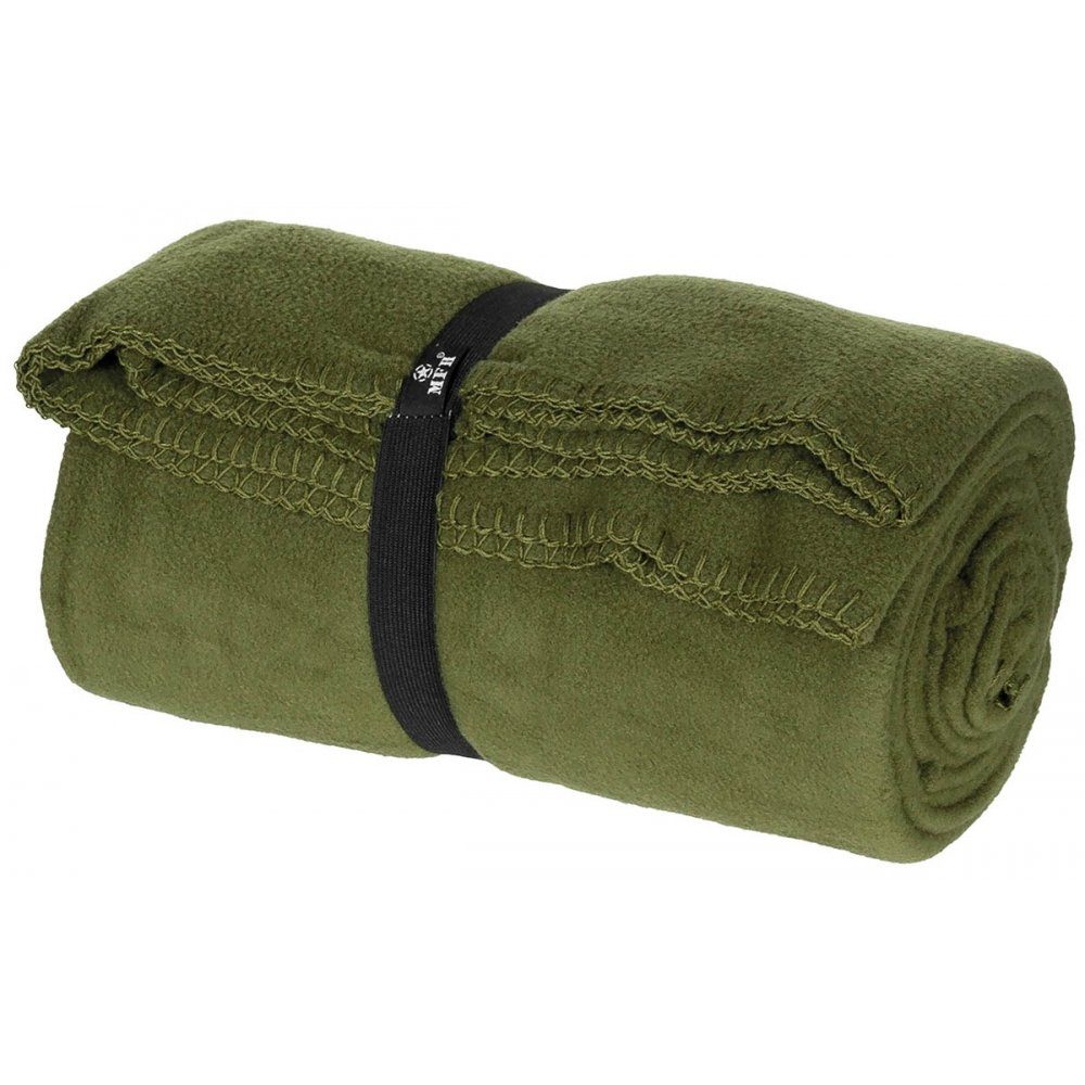 Outdoordecke MFH Fleece-Decke, oliv, ca. 200 x 150 cm, MFH, Transportbeutel mit Kordelzug