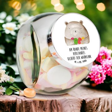 Mr. & Mrs. Panda Vorratsglas XL 2000ml Bär Gefühl - Weiß - Geschenk, Durchgedreht, Vorratsglas, Wa, Premium Glas, (1-tlg), Stilvoll & Praktisch