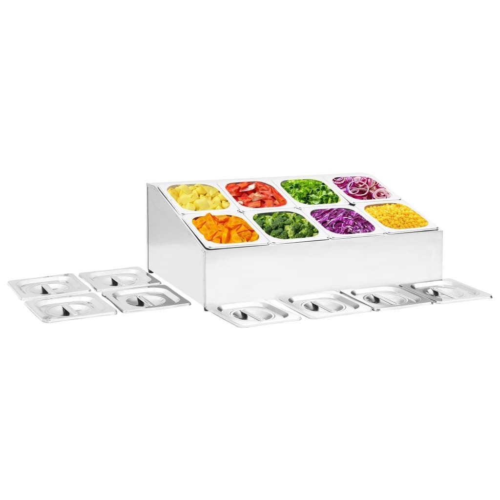 vidaXL Küchenregal Gastronorm-Ständer mit 8 GN 1/6 Behältern Edelstahl, 1-tlg.