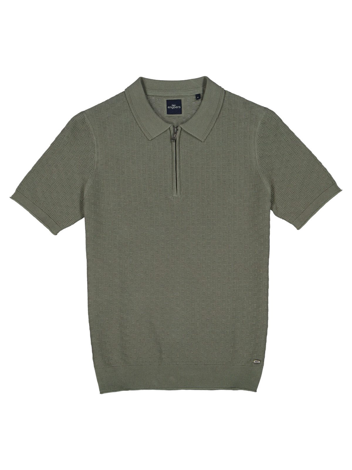 Poloshirt Herren Modisches Strick-Poloshirt mit Zipper, Dunkelgruen