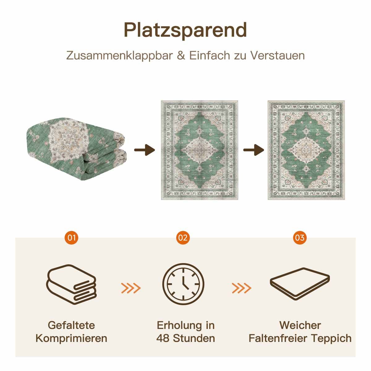 PURECOZY Teppich Vintage Design, Rutschfest, Waschbar, Abstrakt, Rechteckig, rechteckig, Höhe: 6.1 mm, Geeignet für verschiedene Innenräume, 60x90cm