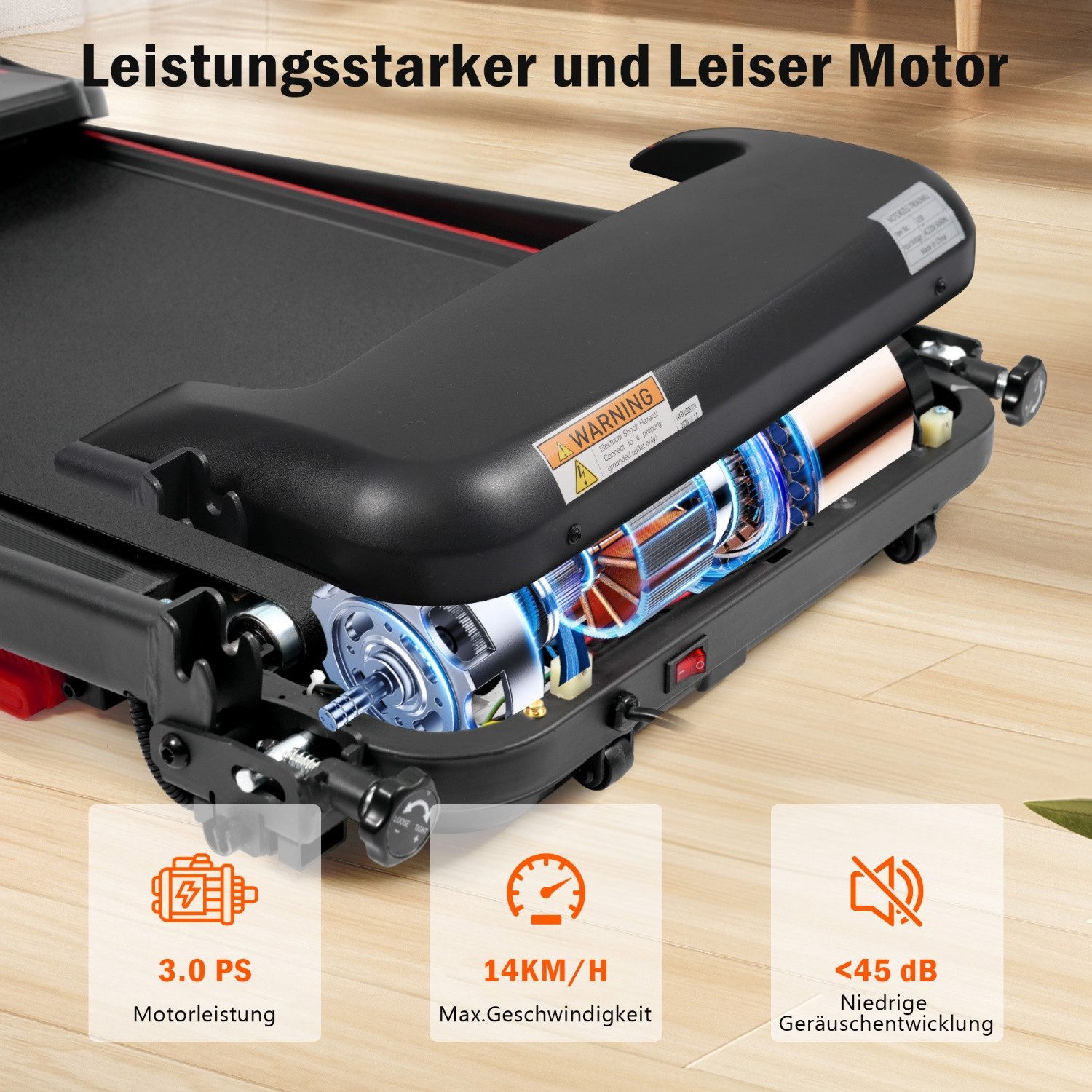 ANYSUN Laufband Laufband für Zuhause, Laufband Klappbar mit Steigung 8%, (Laufbänder Leise bis 14km/h mit Großer Lauffläche, 3,0 HP Treadmill für Zuhause), mit LED Anzeige & Bluetooth, Max Belastung 120KG