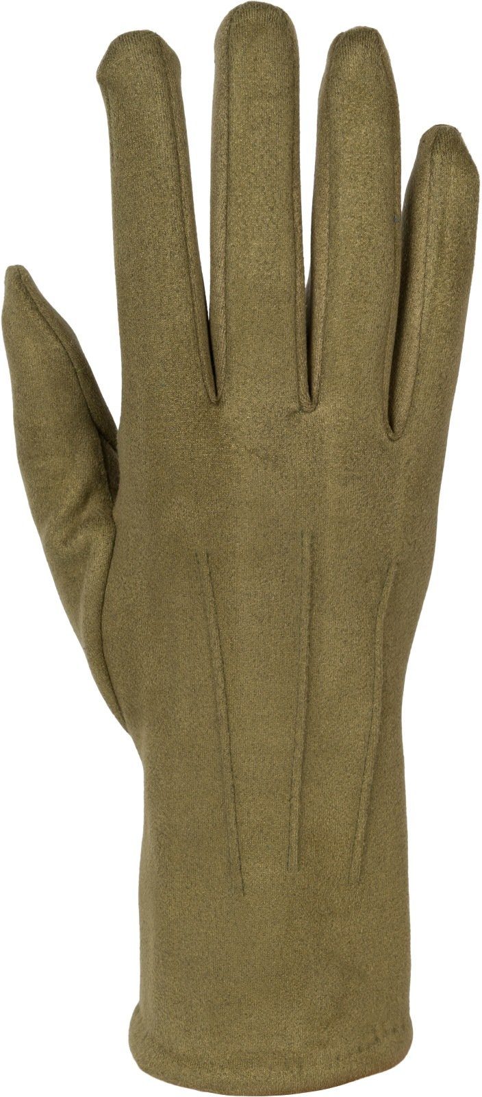 Einfarbige Oliv Fleecehandschuhe Ziernähte Handschuhe Touchscreen styleBREAKER