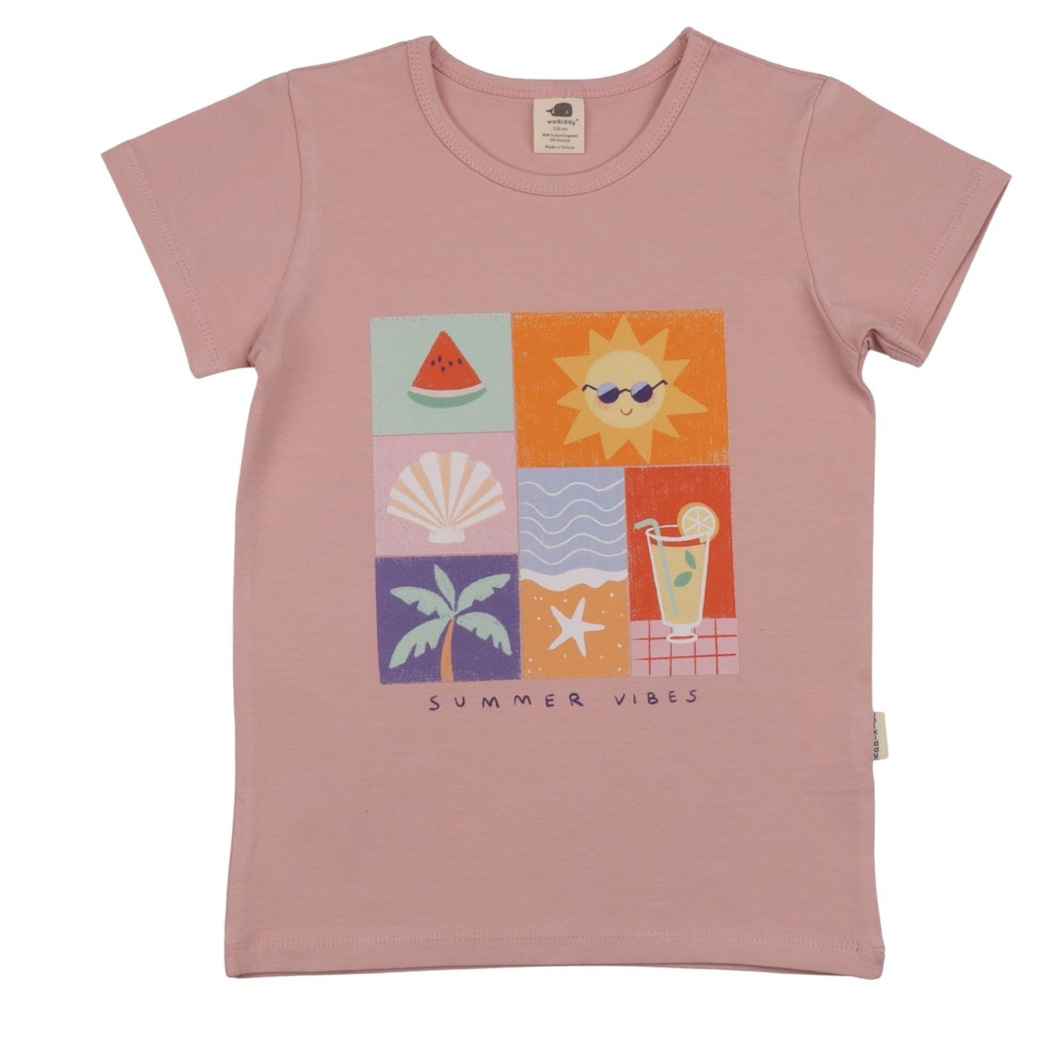 Walkiddy T-Shirt Walkiddy Summertime Vibes Kinder Bio Baumwolle GOTS Pink Bio Baumwolle,GOTS, Kinderbekleidung,nachhaltige Klamotten,T-Shirt