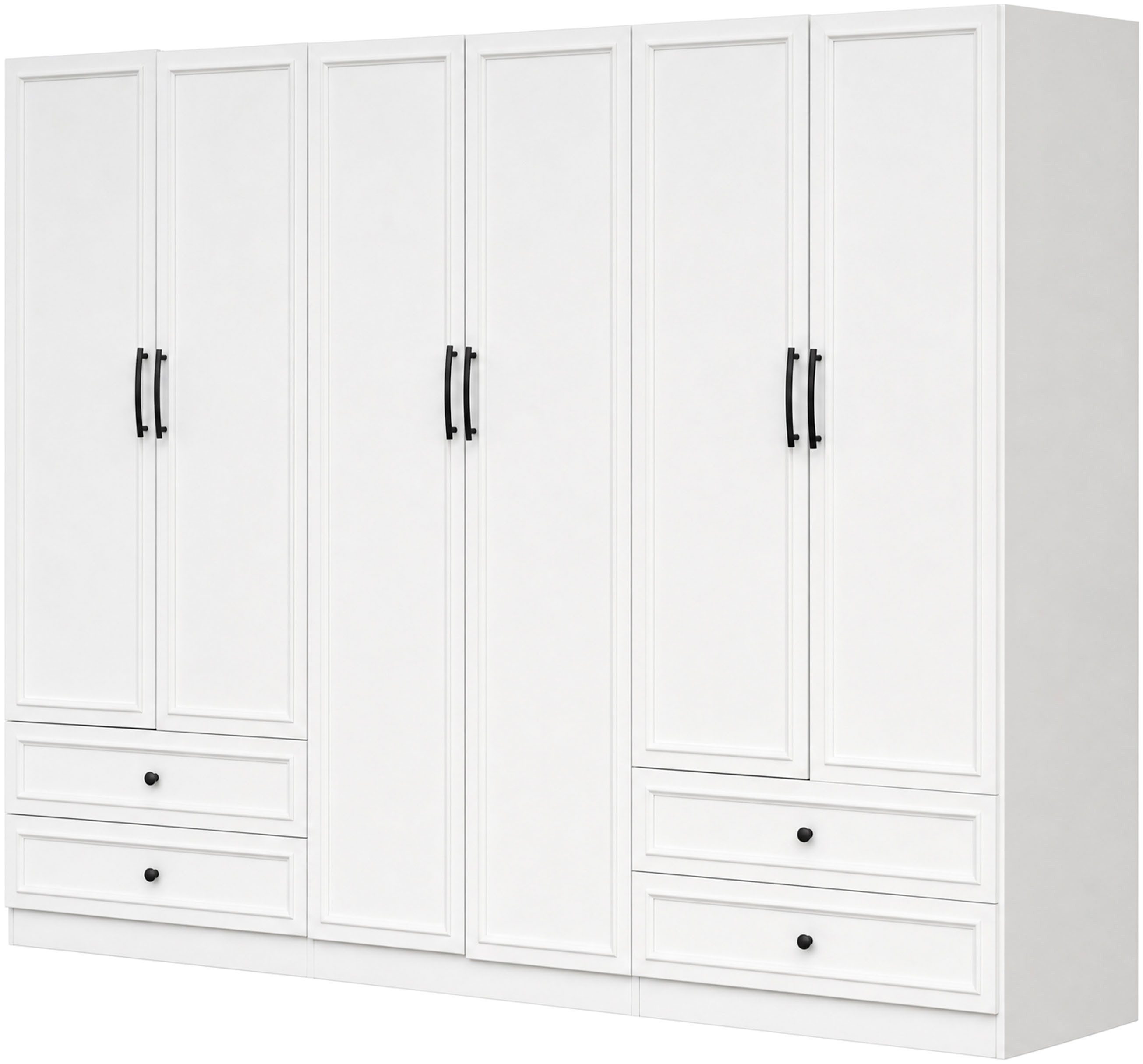 OTTO home Kleiderschrank Arrian 240 cm Weiß, 6-türiger Drehtürenschrank im Landhausstil (mit 4 Schubladen & Organizern, FSC Zertifiziert) XXL STAURAUM FÜR IHR Z – Bild 2 von 5
