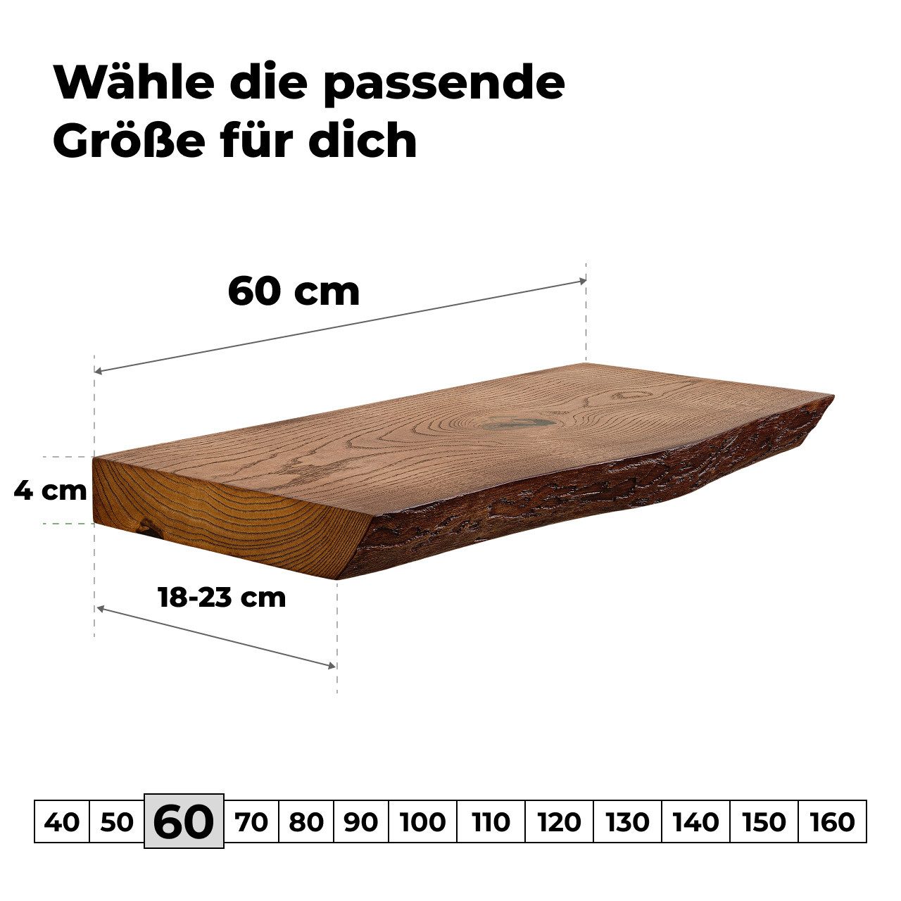 tømmermann Wandregal Schweberegal Holzregal mit Baumkante günstig online kaufen