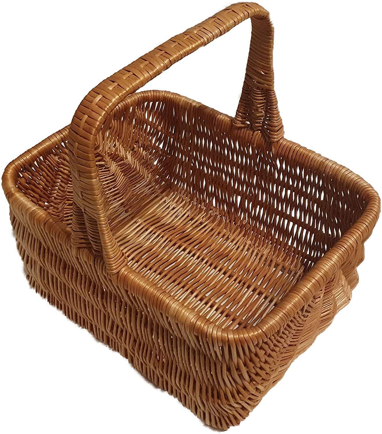 natuleo by pokuc Flaschenkorb Einkaufskorb aus Weide rechteckig Braun 42x32x38 cm