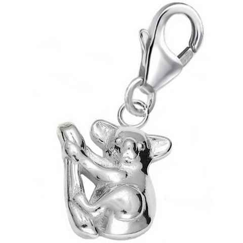 Goldene Hufeisen Charm-Einhänger Koala auf Ast Karabiner Charm Anhänger 925 Silber Koala-Bär (1 Stück, inkl. Etui), für Gliederarmband oder Halskette
