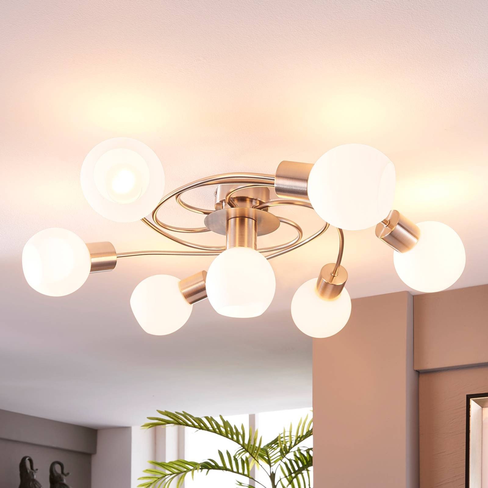 Lindby Deckenleuchten Ciala, Glas Alu IP20, 7 x 4,5 W LED günstig online kaufen