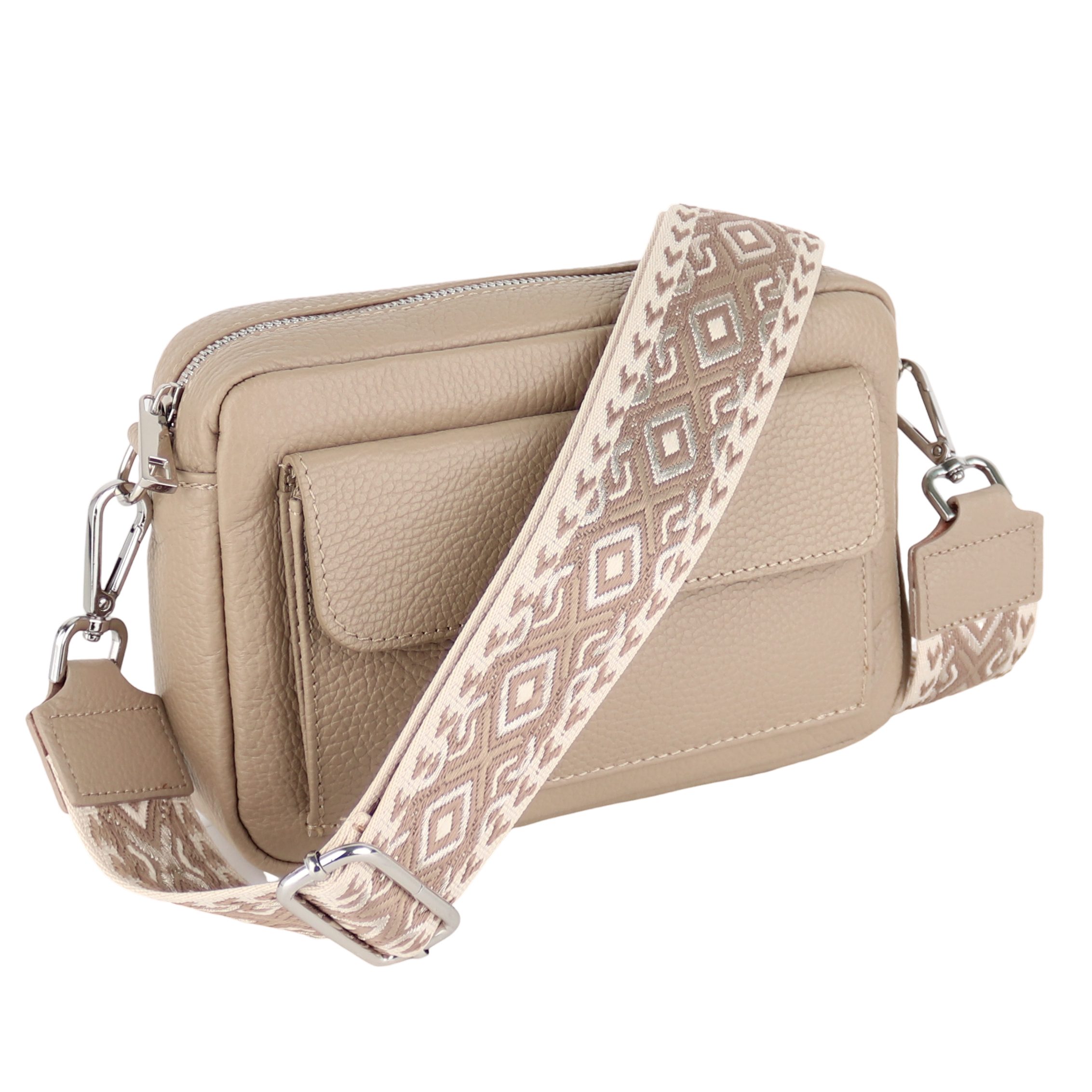 Umhängetasche Damen Crossbody Bag, aus Echtleder,Made in Italy