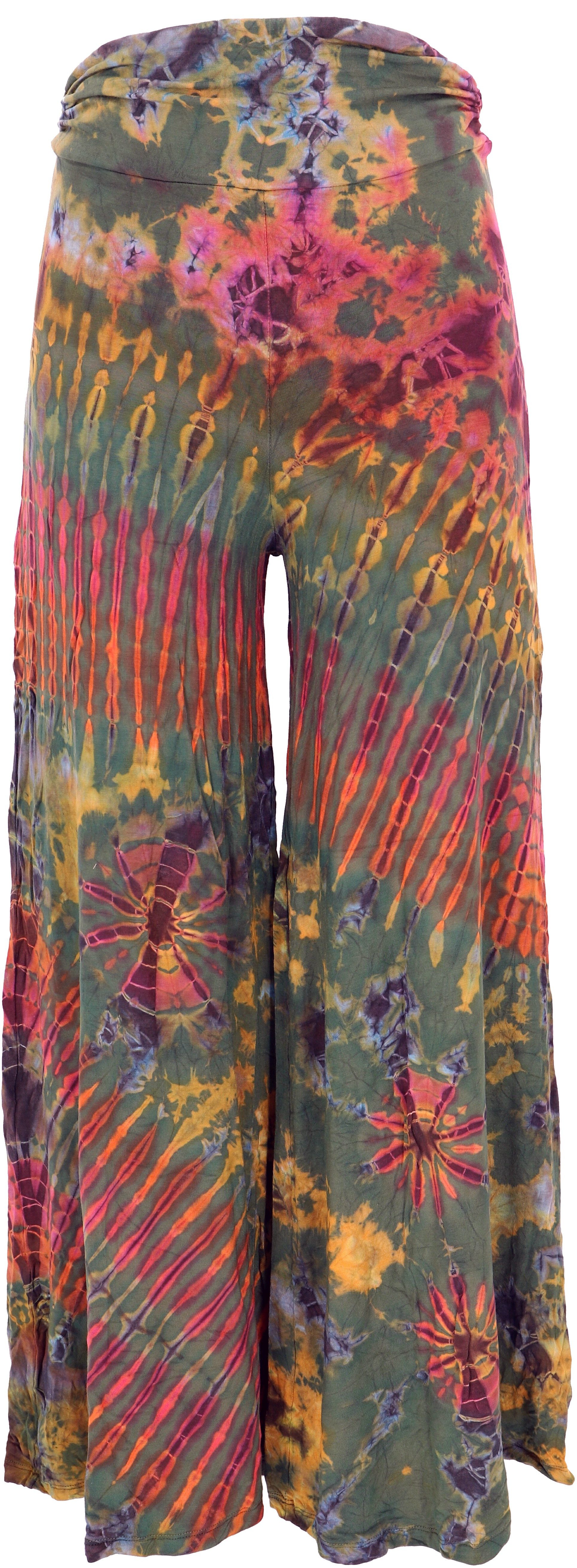 Guru-Shop Hose & Shorts Weite Batikhose, Unikat Boho Schlaghose,.. alternative Bekleidung