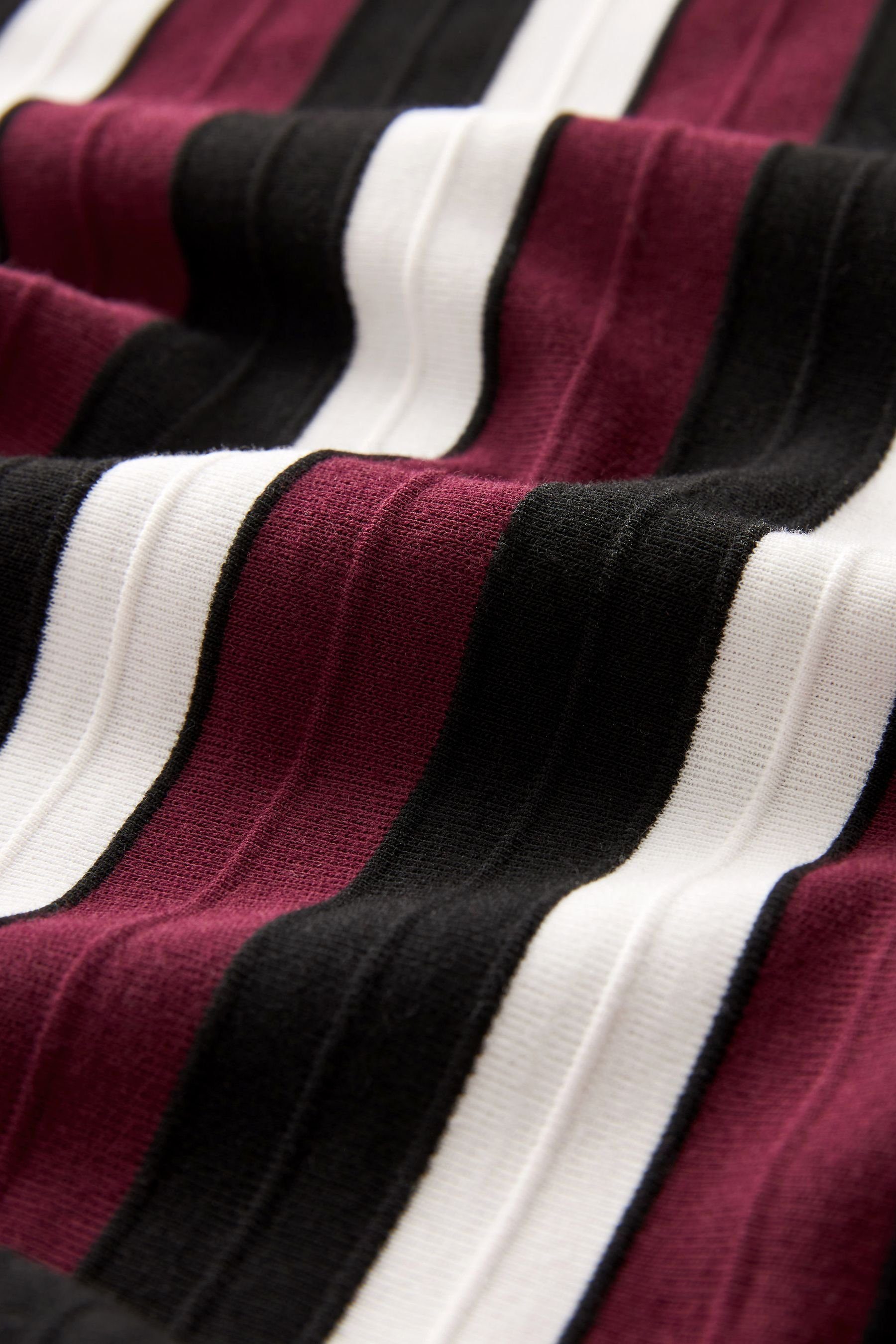 Stripe Next Minikleid Ärmeln Hochgeschlossenes (1-tlg) Black Minirock langen mit Red