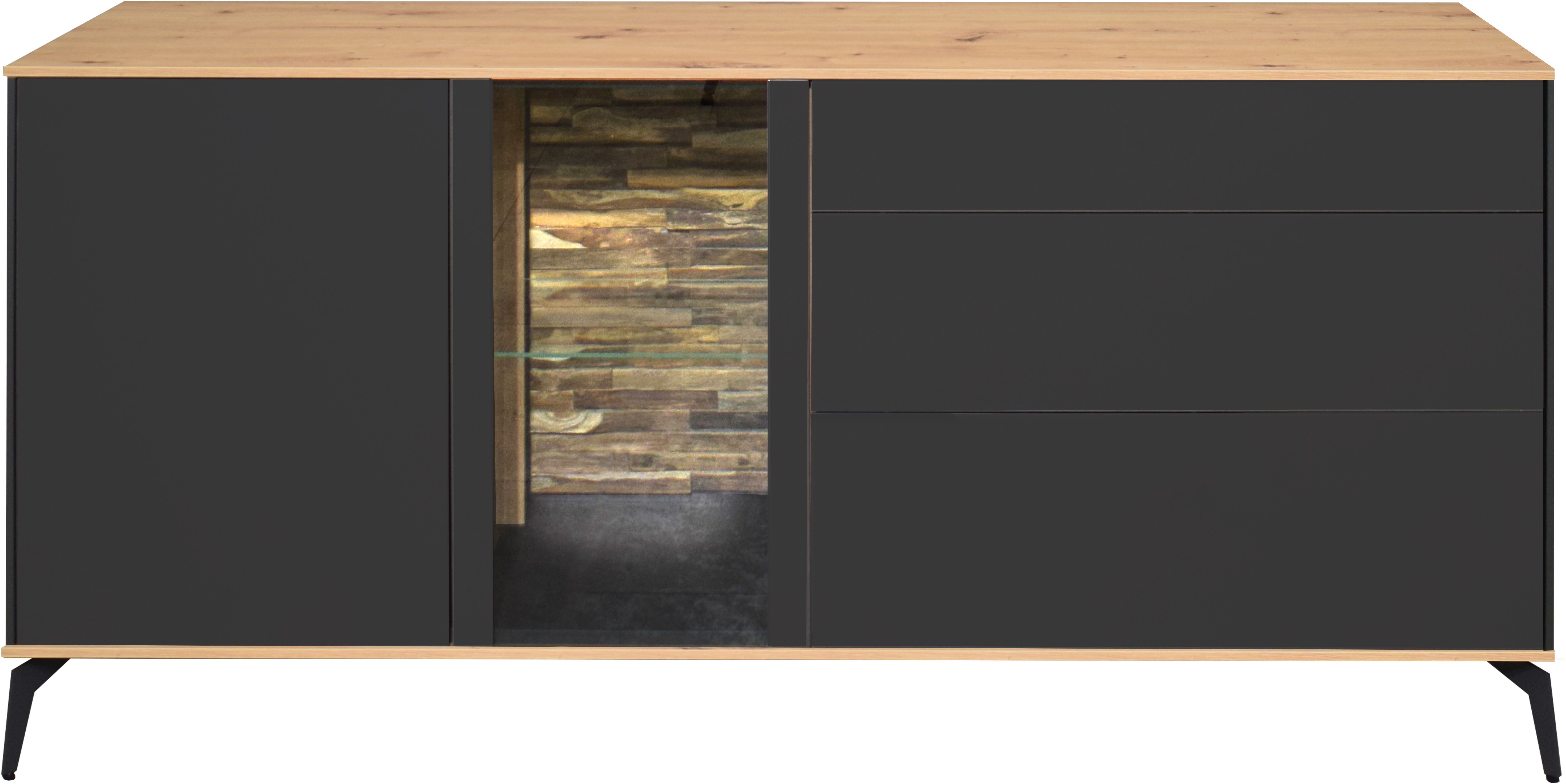 Mäusbacher Lowboard, Faro Lowboard B 169 cm, inkl.Beleuchtung, Push to open, Metallfüße