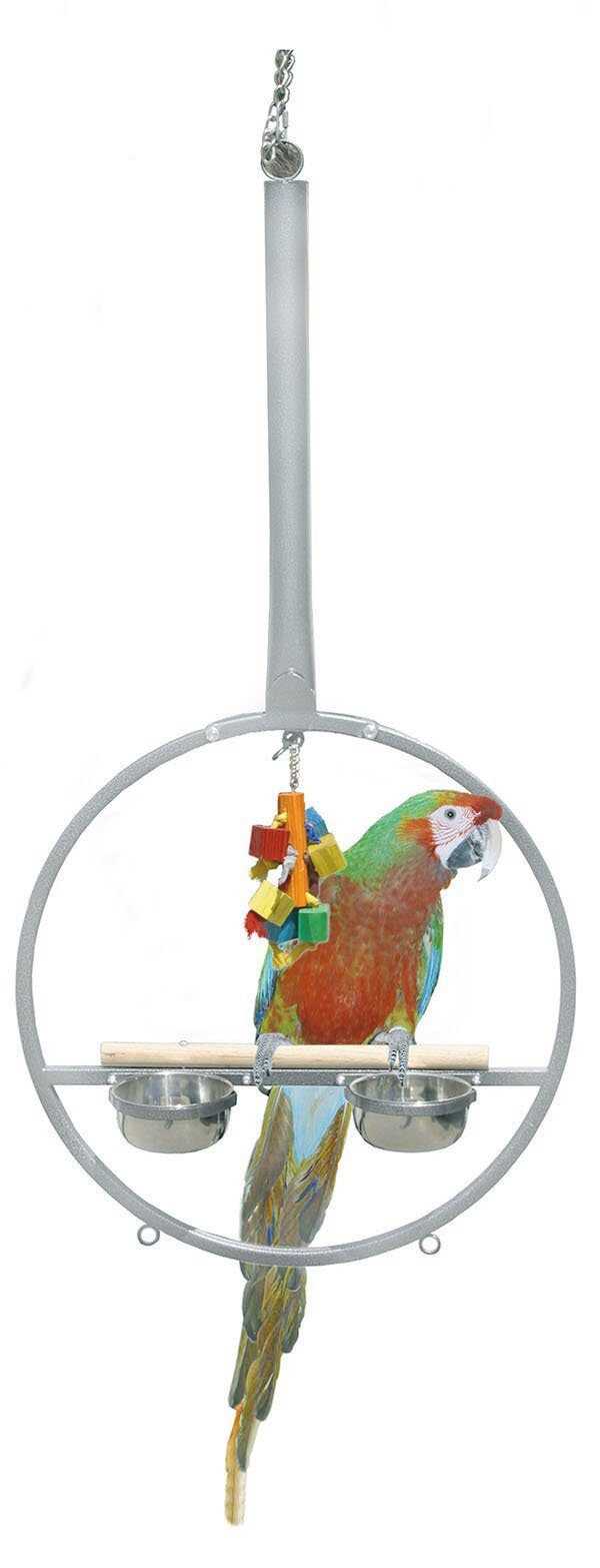 Montana Cages Vogelkäfig Playring Hängender Papageien-Freisitz, Ø 60cm, Länge 120cm, robust, Pulverbeschichtet, ungiftig, ideal für Schaukeln und Spielen