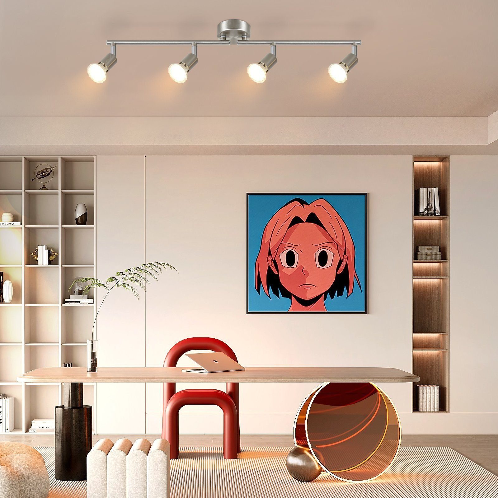 ZMH Deckenleuchte 4 Flammig-GU10 Modern Deckenspot Schwenkbar Wohnzimmer Sc günstig online kaufen