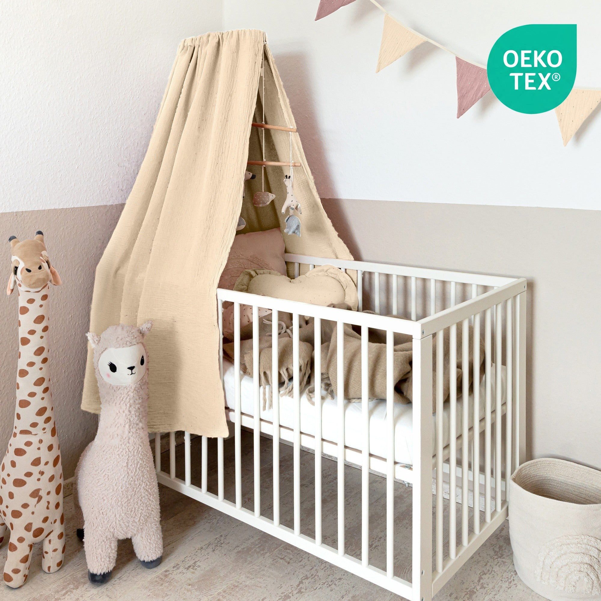 lilimaus Betthimmel für Babybett aus 100% Musselin - luftiger Baldachin (1-tlg), behaglicher Rückzugsort im Babybett - sanft zu zarter Babyhaut