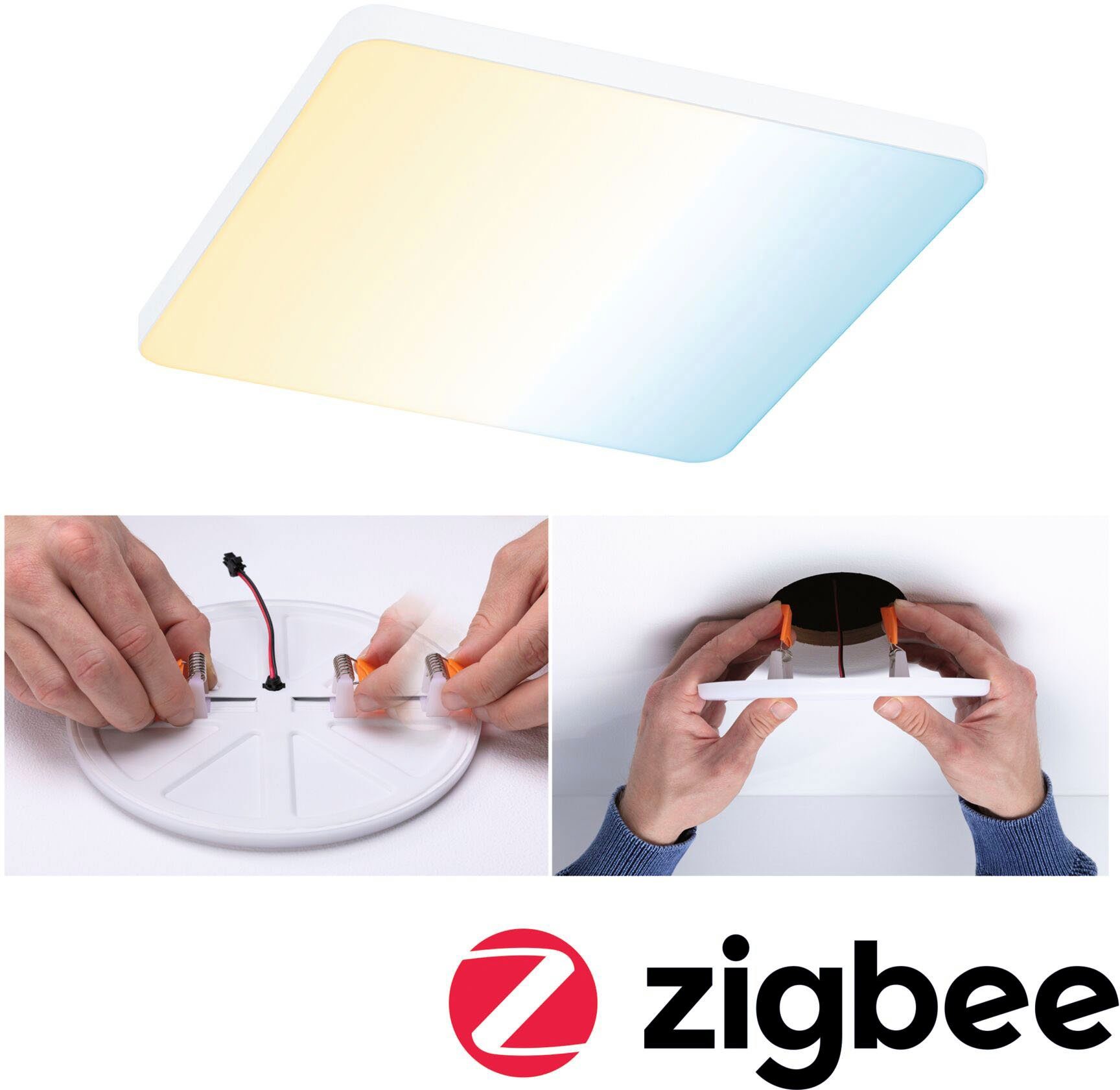 App eckig Einbaupanel Schwarz Einbauleuchte Edge VariFit fest 1000lm IP44 Tunable LED White LED steuerbar, integriert, LED dimmbar, Paulmann Tageslichtweiß, ZigBee, Veluna 160x160mm