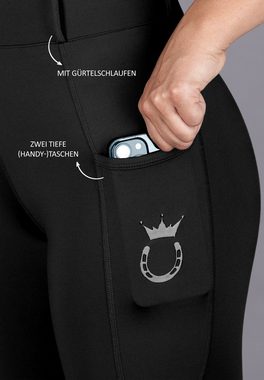 Royal Horsemen Reitleggings Limited BlackPattern Handytaschen, Gürtelsschlaufen, herzförmiger Vollbesatz