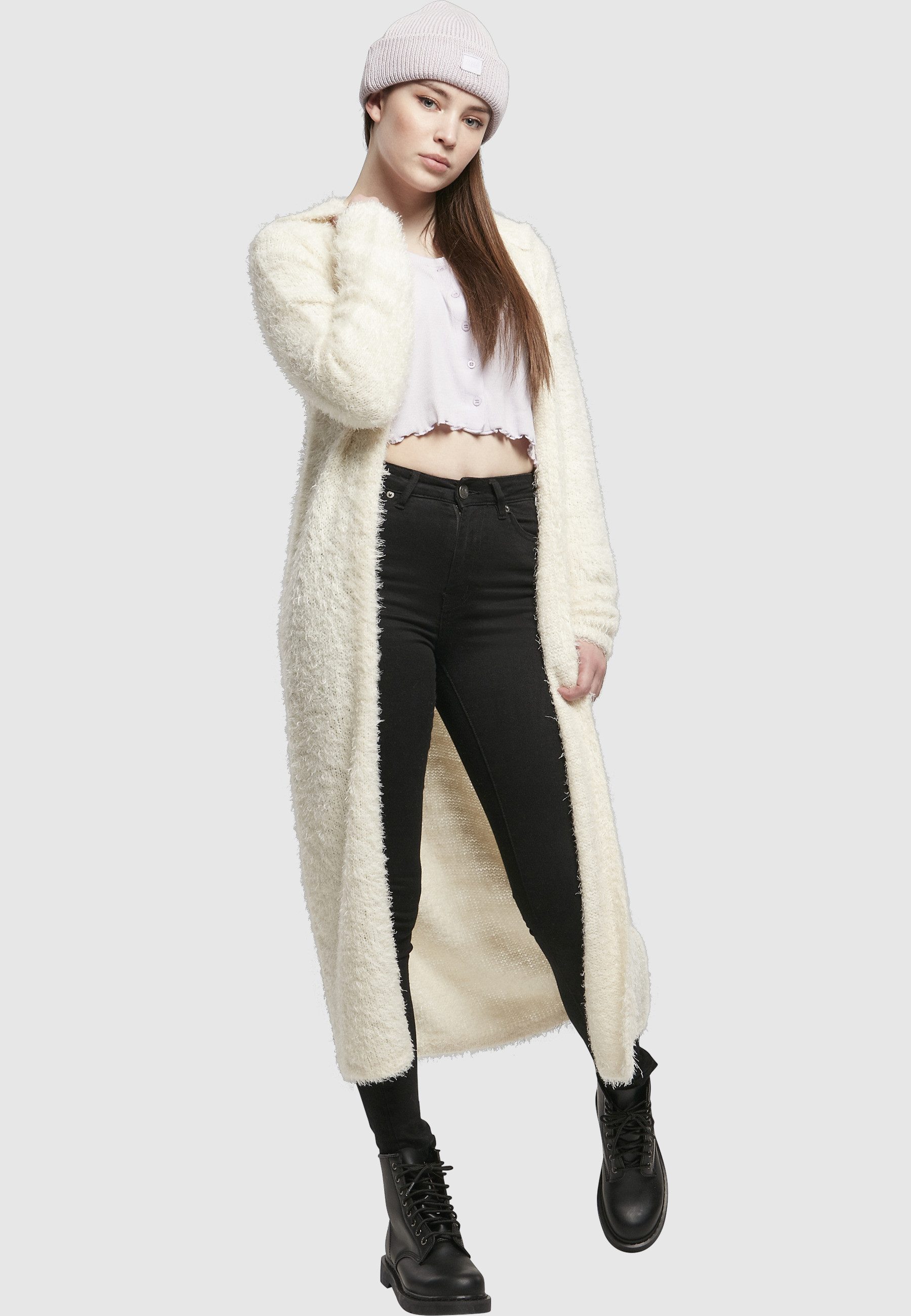 URBAN CLASSICS Cardigan Urban Classics Damen Ladies Hooded Feather Cardigan (1-tlg)