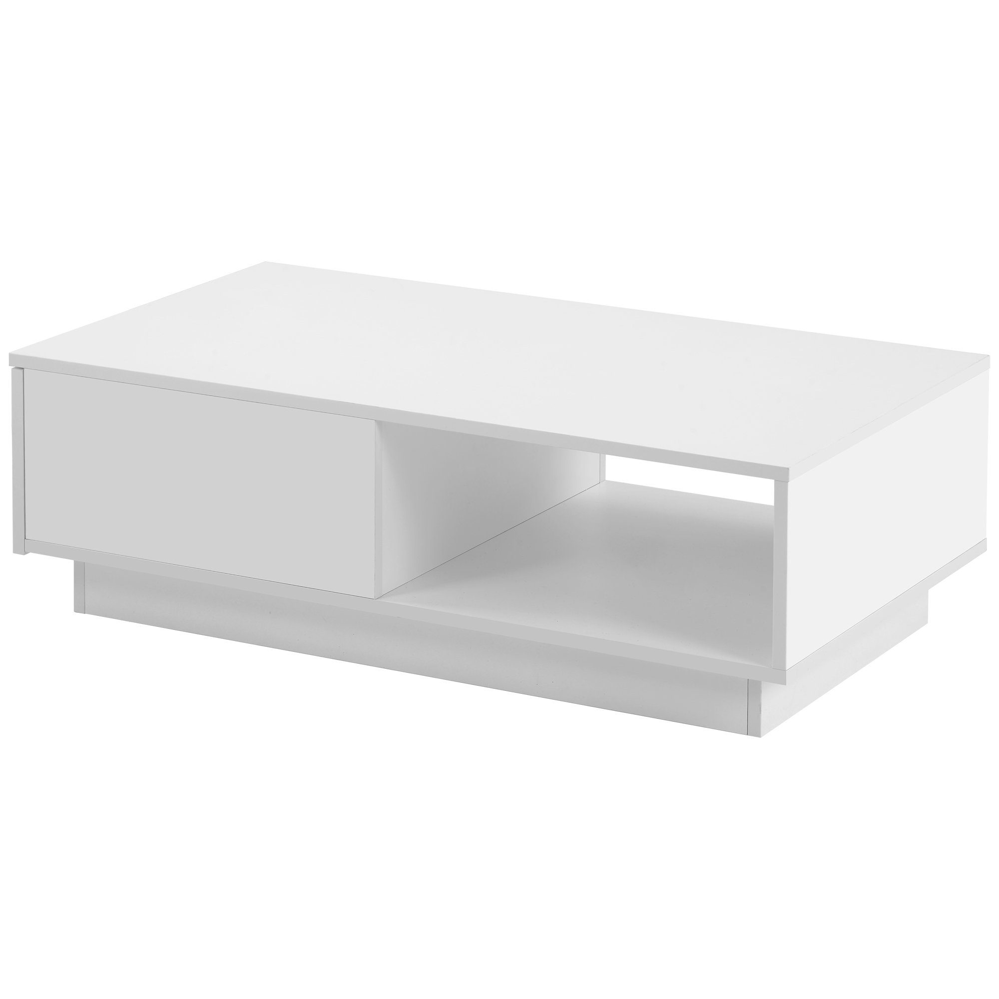 Couchtisch, mit LED-Beleuchtung, Hochglanz Sofatisch Wohnzimmertisch, 99x55x32 cm