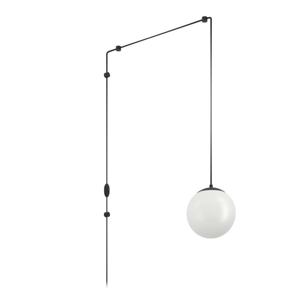 EGLO Hängeleuchte NARICES Pendellampe, Stahl, Kunststoff und Glas, E27, IP20, Hängelampe, Ein-/Ausschalter, ohne Leuchtmittel, Hängeleuchte, L20 x H142 x AL40 cm, schwarz, 1X40W exkl.
