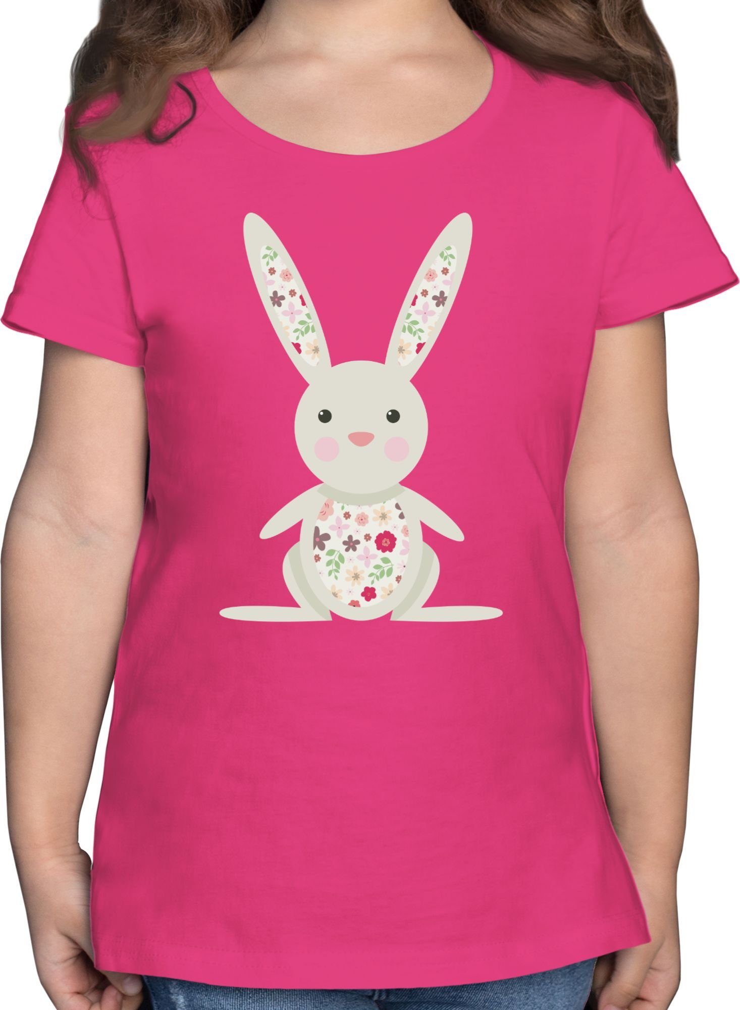 Shirtracer T-Shirt Süßer Hase Frühlingstiere Geschenk Ostern 1 Fuchsia