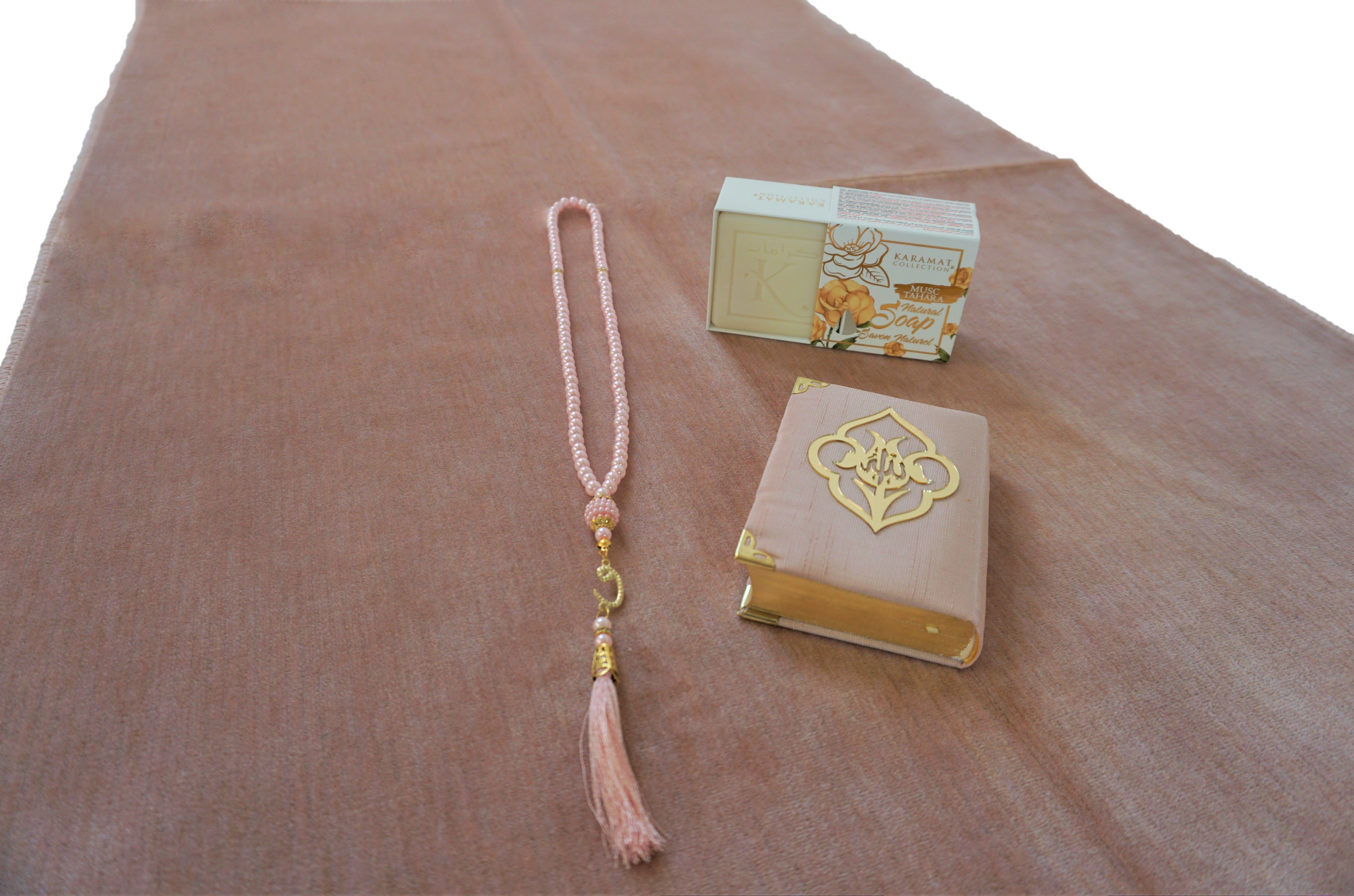 Lale Collection® Orientteppich Gebetsteppich Rosa +Koran +tasbih Samt dünn günstig online kaufen